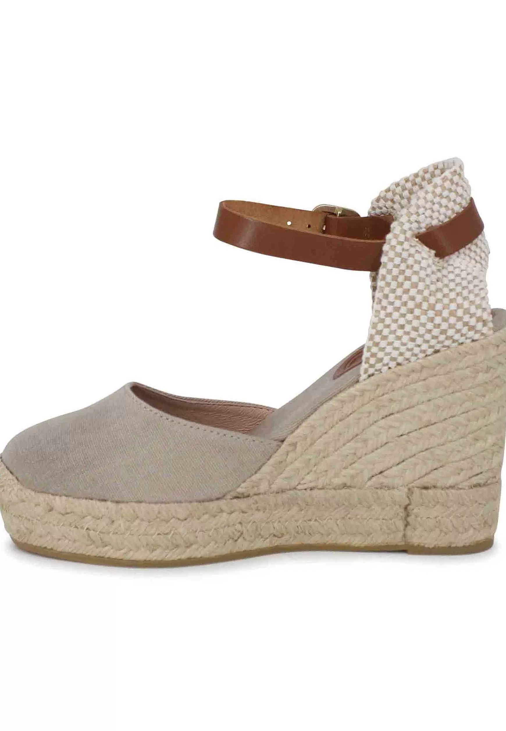Sandali Donna Espadrillas In Canapa Beige Con Cinturino In Pelle*Suyute Shop