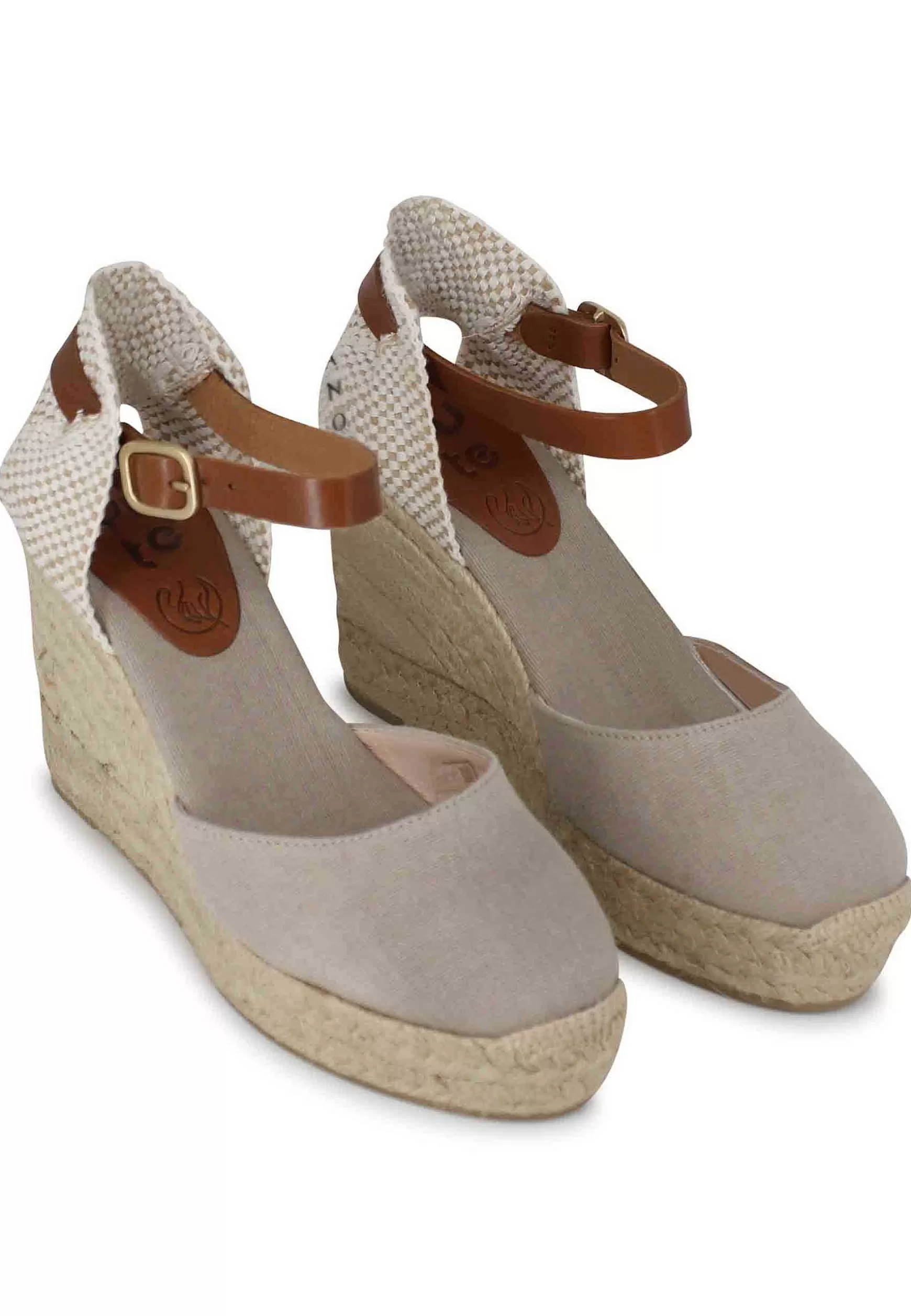 Sandali Donna Espadrillas In Canapa Beige Con Cinturino In Pelle*Suyute Shop