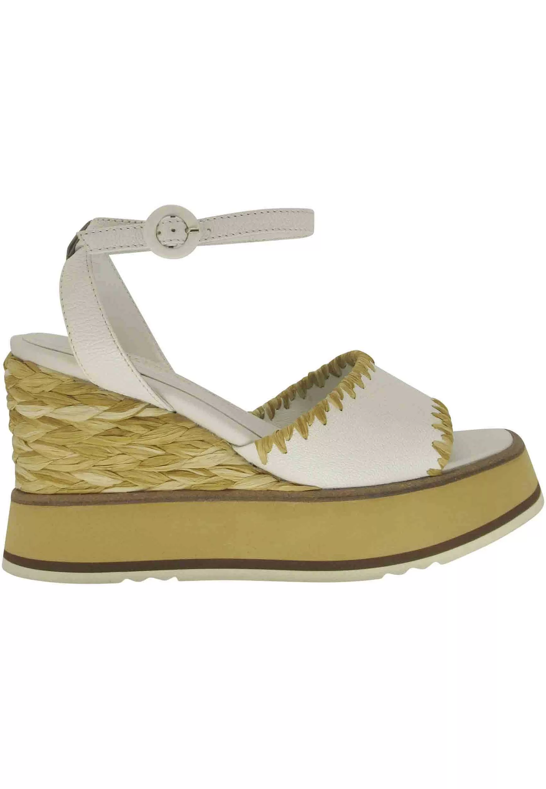Sandali Donna Fara Shea In Pelle Bianca Con Zeppa Alta E Cinturino Alla Caviglia*Bruno Premi Best Sale