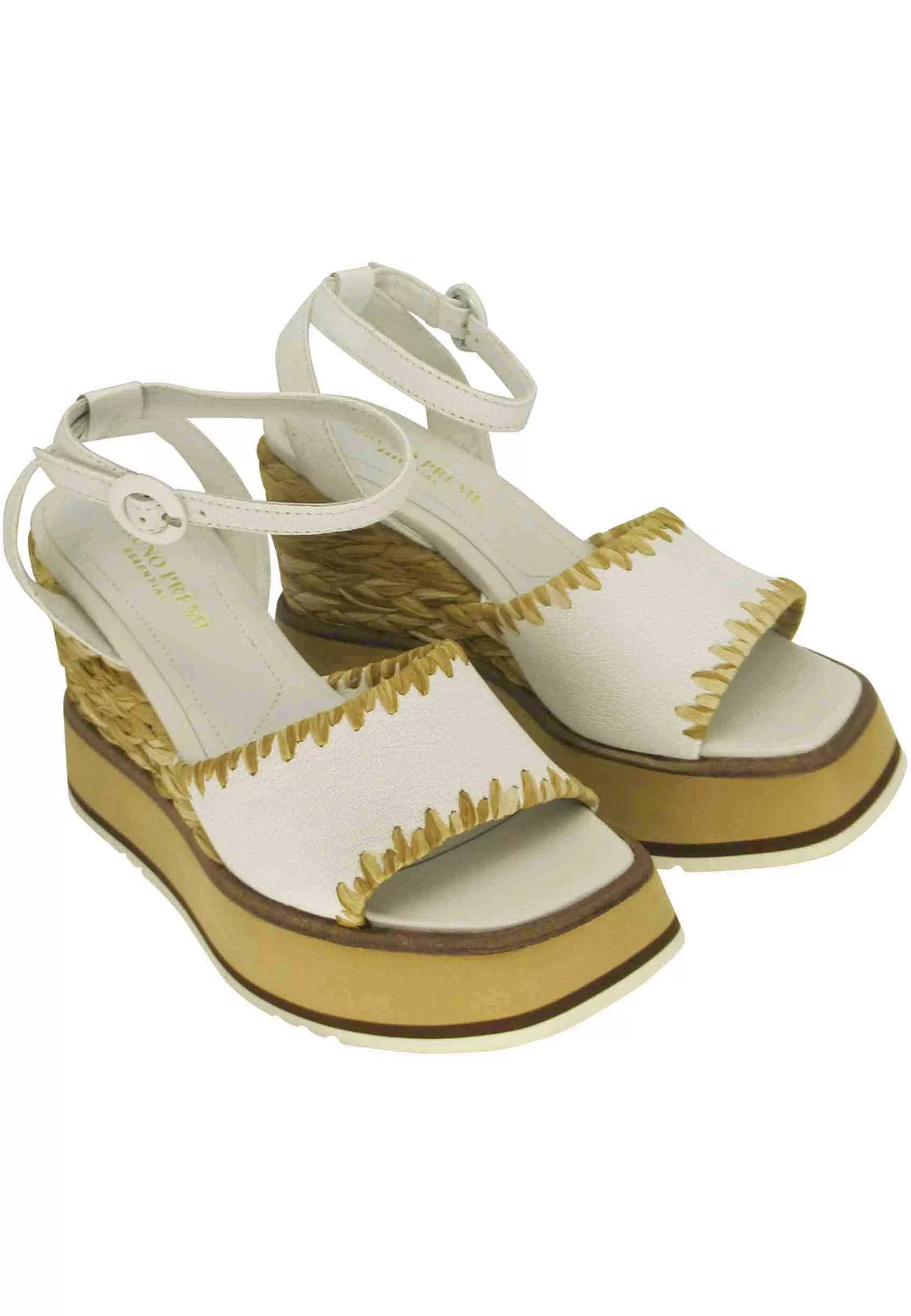 Sandali Donna Fara Shea In Pelle Bianca Con Zeppa Alta E Cinturino Alla Caviglia*Bruno Premi Best Sale