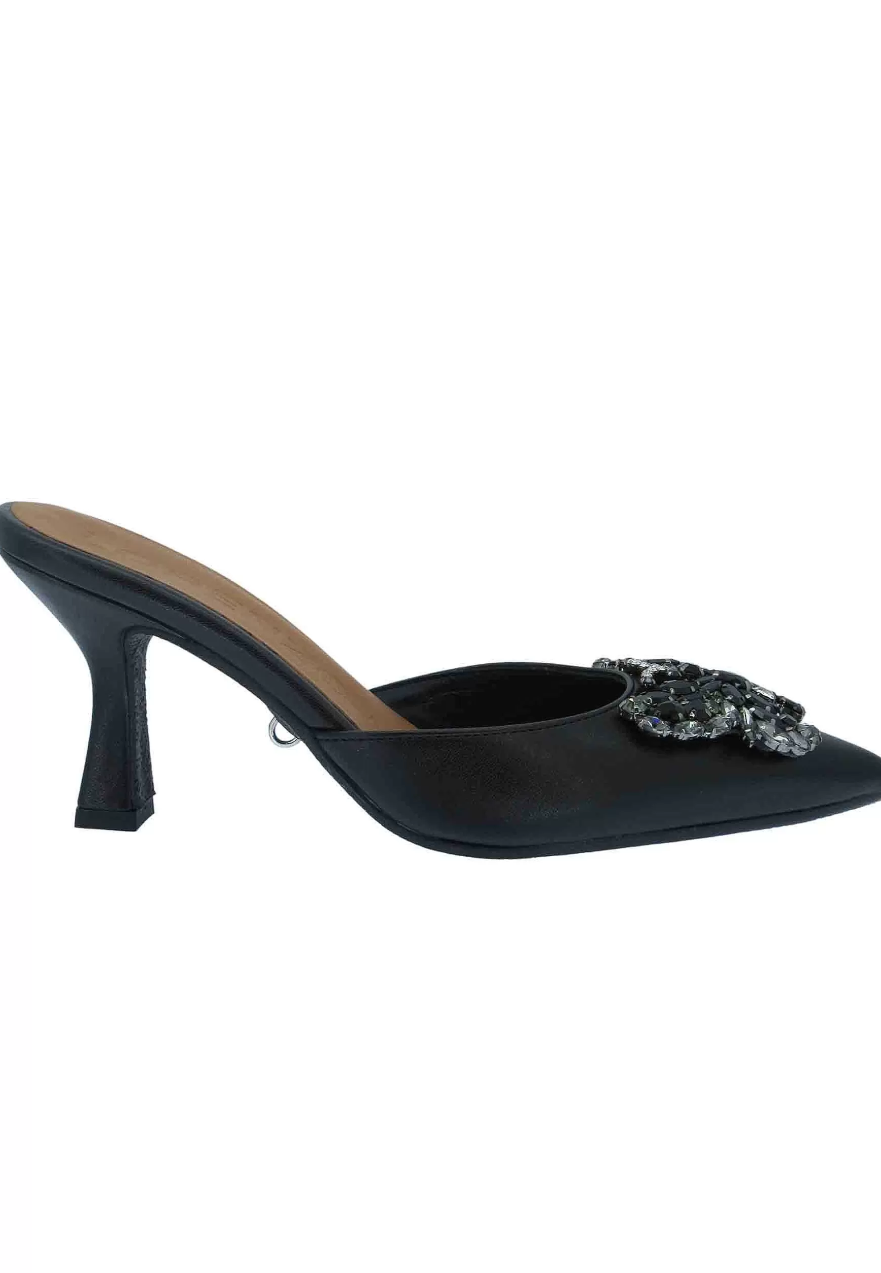 Sandali Donna Furie In Pelle Nera Con Gioiello Tacco Alto E Laccetti Alla Caviglia*Lorenzo Mari Shop