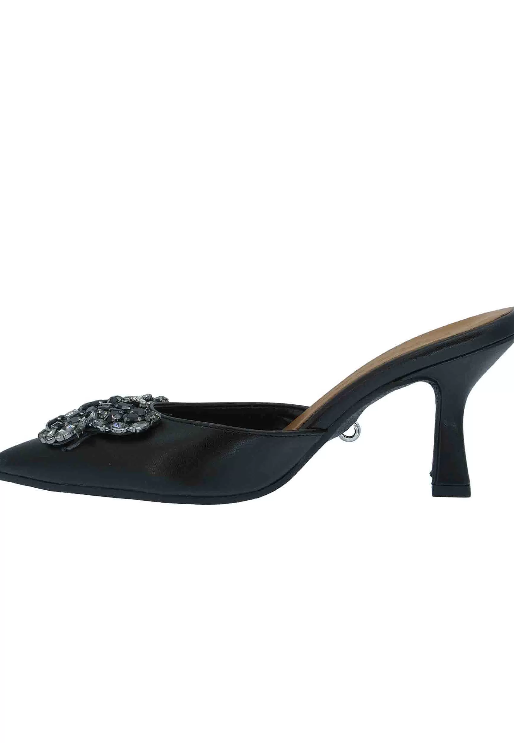 Sandali Donna Furie In Pelle Nera Con Gioiello Tacco Alto E Laccetti Alla Caviglia*Lorenzo Mari Shop