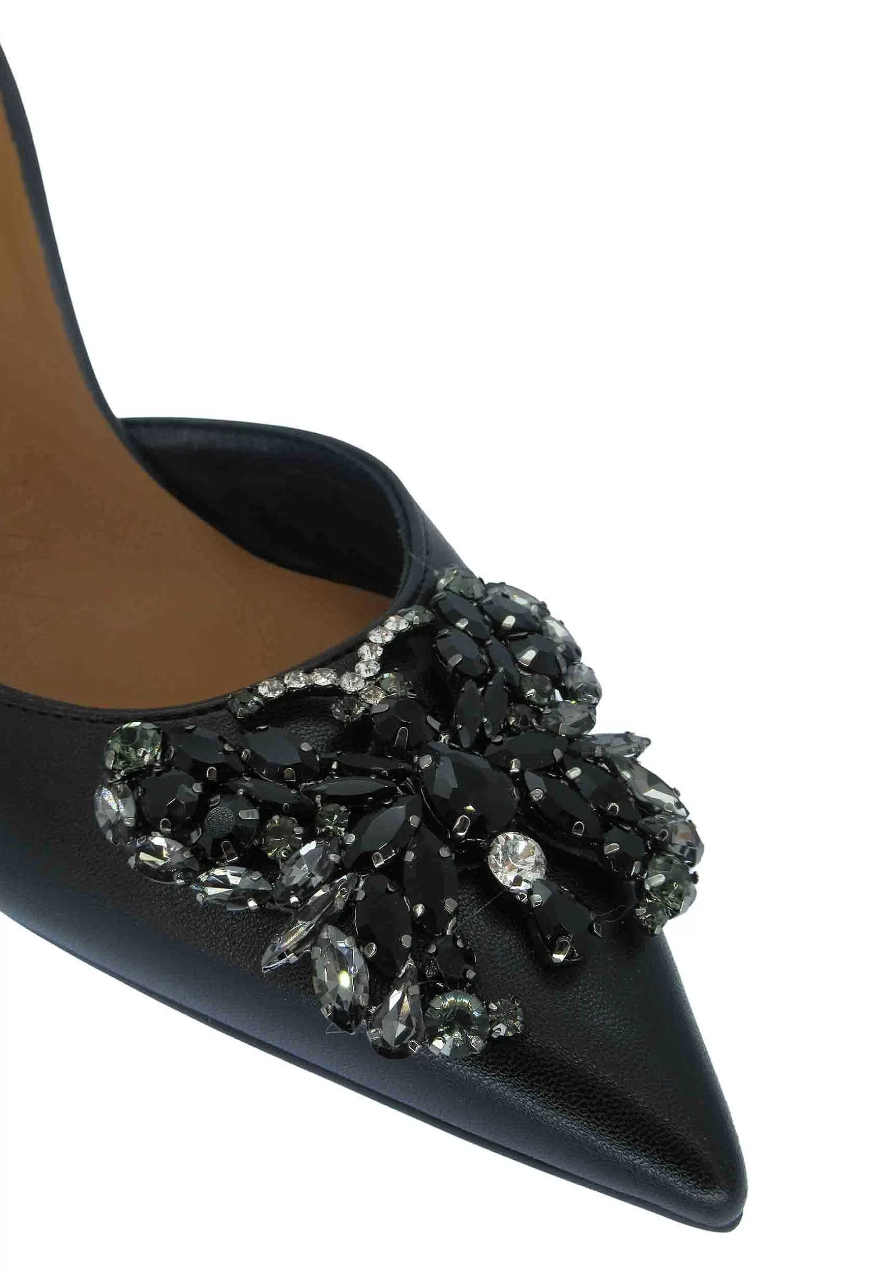 Sandali Donna Furie In Pelle Nera Con Gioiello Tacco Alto E Laccetti Alla Caviglia*Lorenzo Mari Shop
