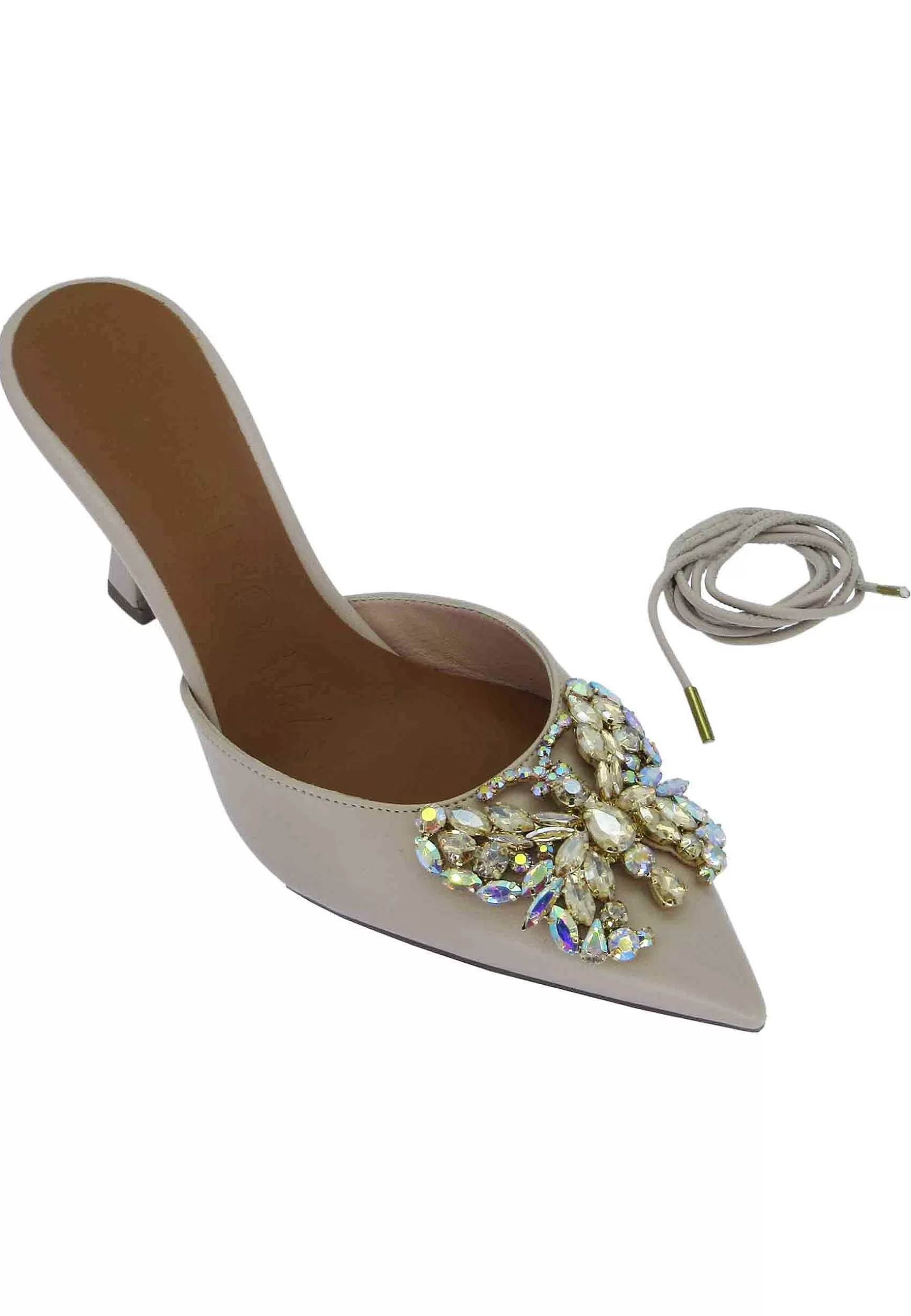 Sandali Donna Furie In Pelle Nude Con Gioiello Tacco Alto E Laccetti Alla Caviglia*Lorenzo Mari Shop