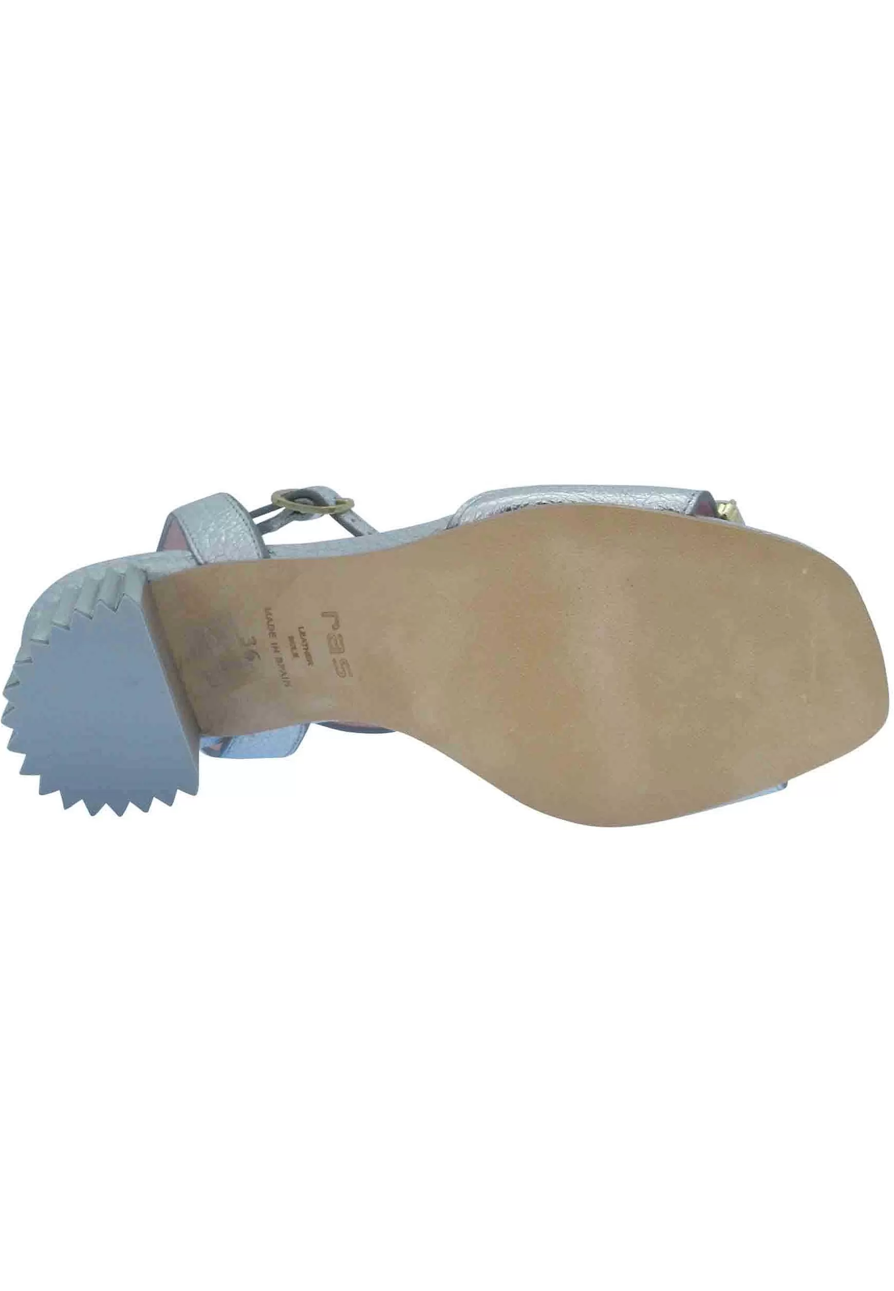 Sandali Donna Gramet In Pelle Argento Con Accessorio E Tacco Grosso In Metallo*Ras Discount