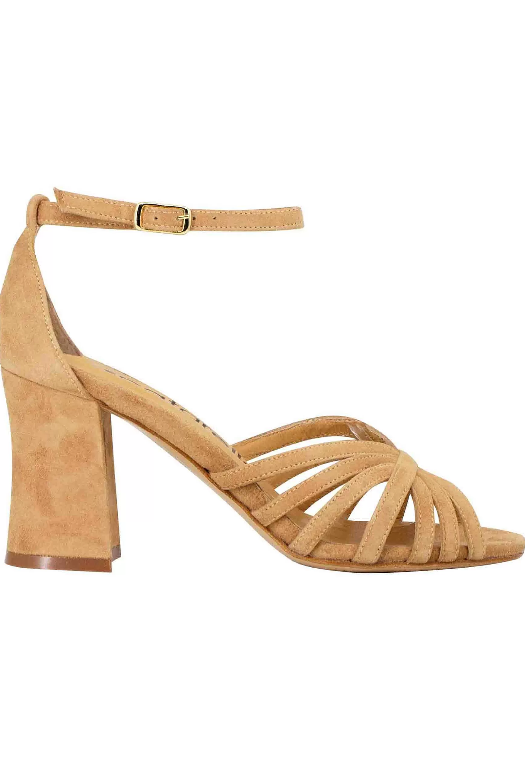 Sandali Donna In Camoscio Cuoio Con Tacco Alto E Cinturino Alla Caviglia** Store