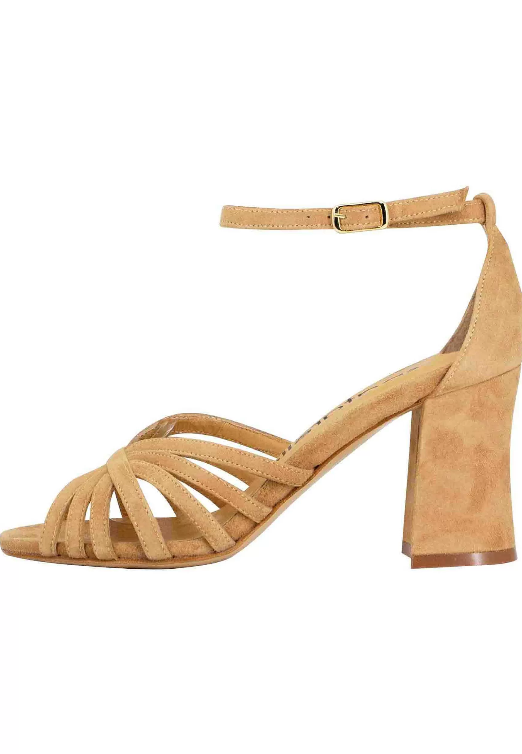 Sandali Donna In Camoscio Cuoio Con Tacco Alto E Cinturino Alla Caviglia** Store