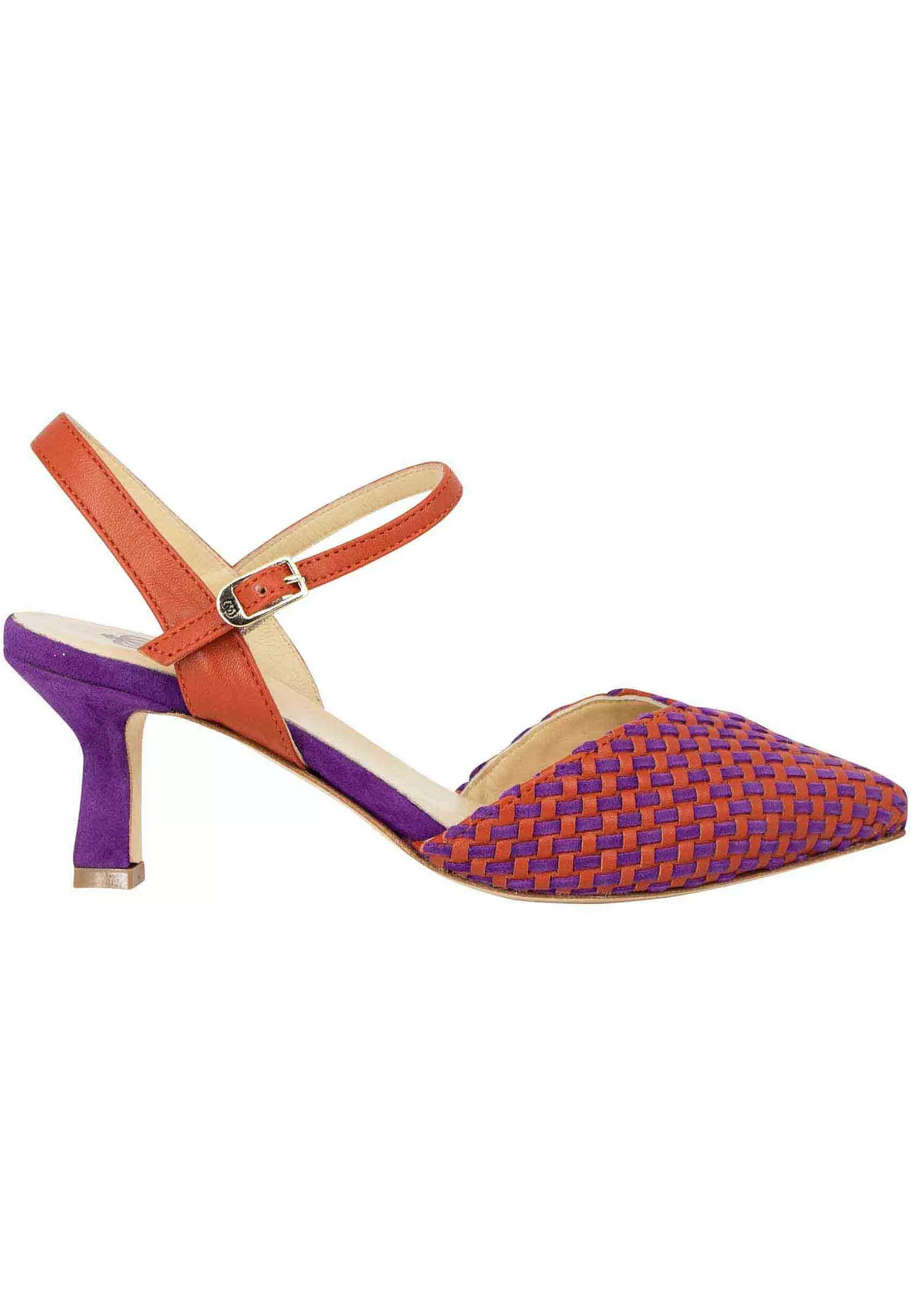 Sandai Donna In Camoscio E Pee Bicoore Cuoio E Vioa Con Cinturino Aa Cavigia*L Cheap