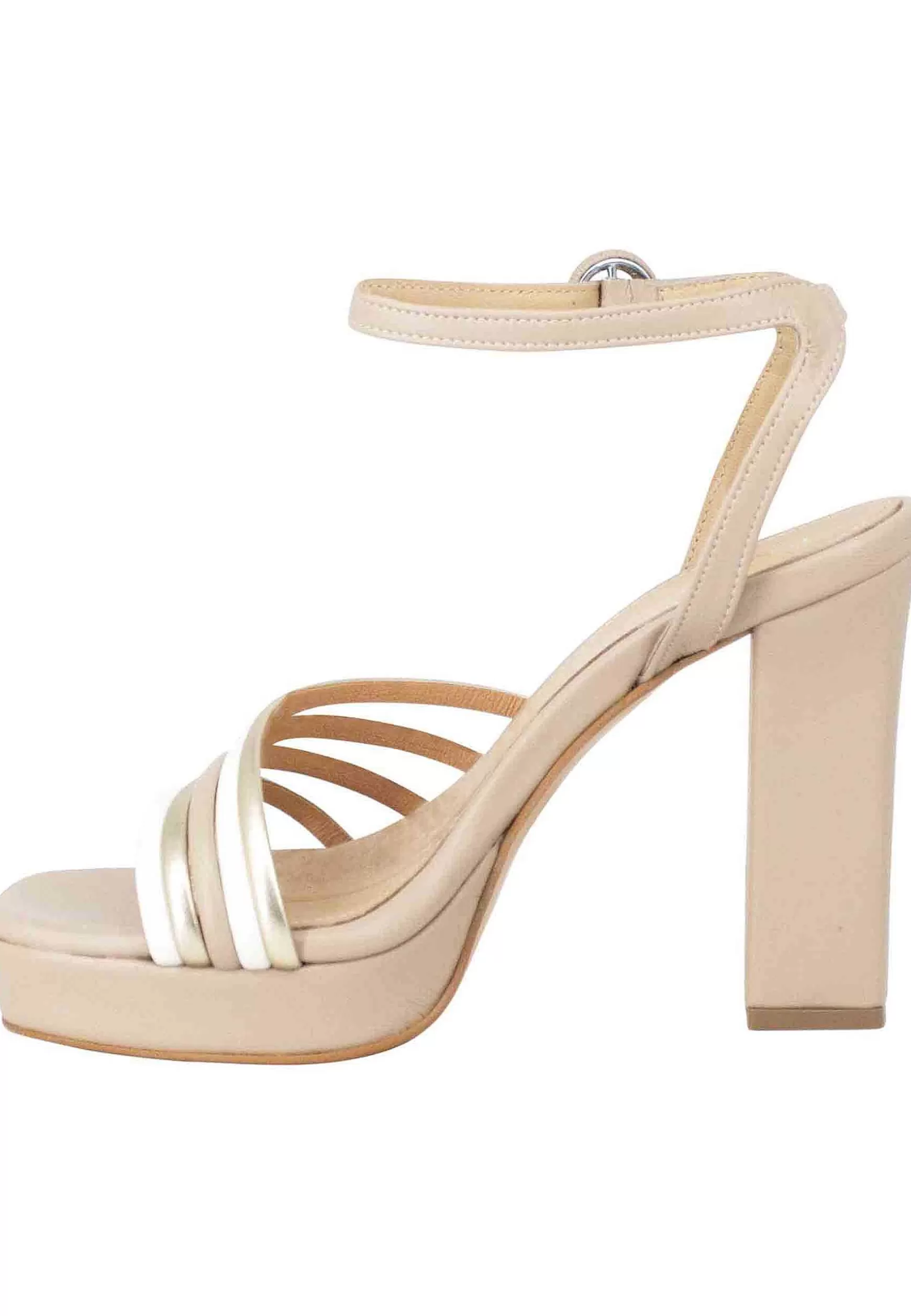 Sandali Donna In Eco Pelle Beige Con Cinturino Alla Caviglia Tacco Alto E Plateau*Tsakiris Mallas Discount