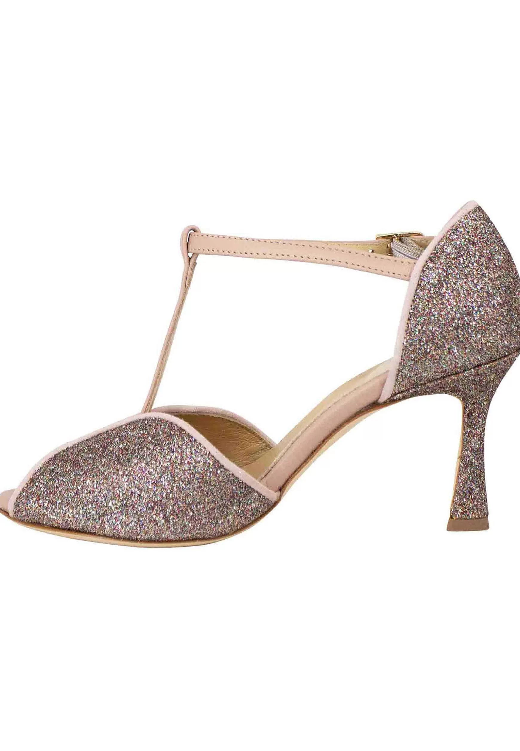 Sandai Donna In Gitter E Camoscio Nude Con Tacco Ato*L New