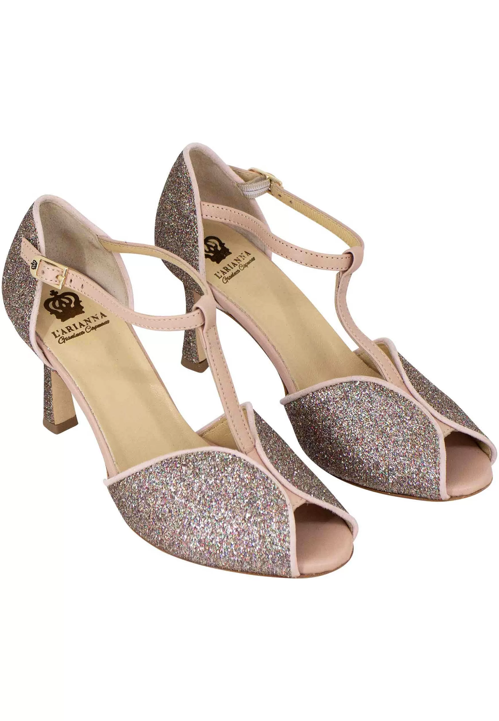 Sandai Donna In Gitter E Camoscio Nude Con Tacco Ato*L New
