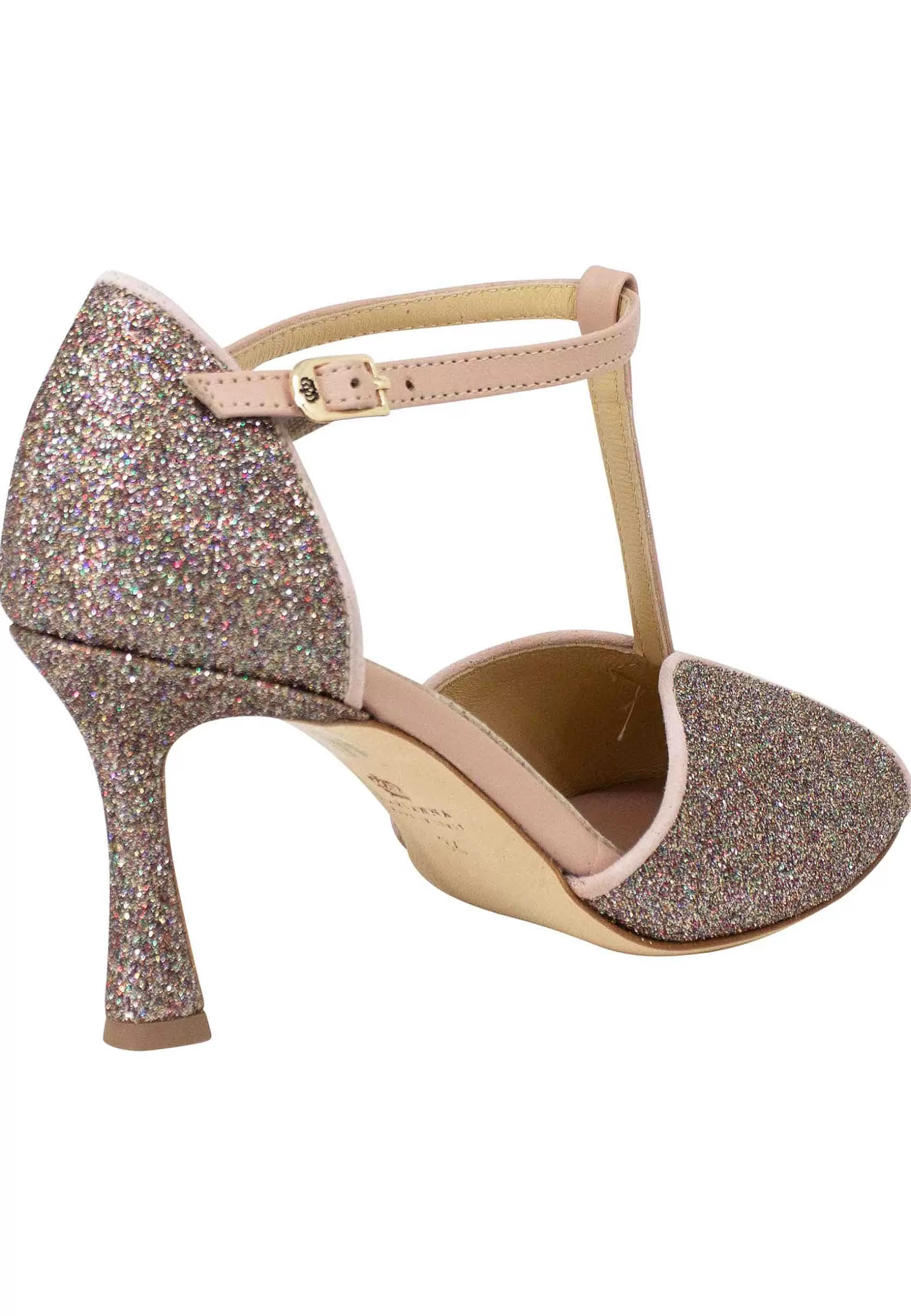 Sandai Donna In Gitter E Camoscio Nude Con Tacco Ato*L New