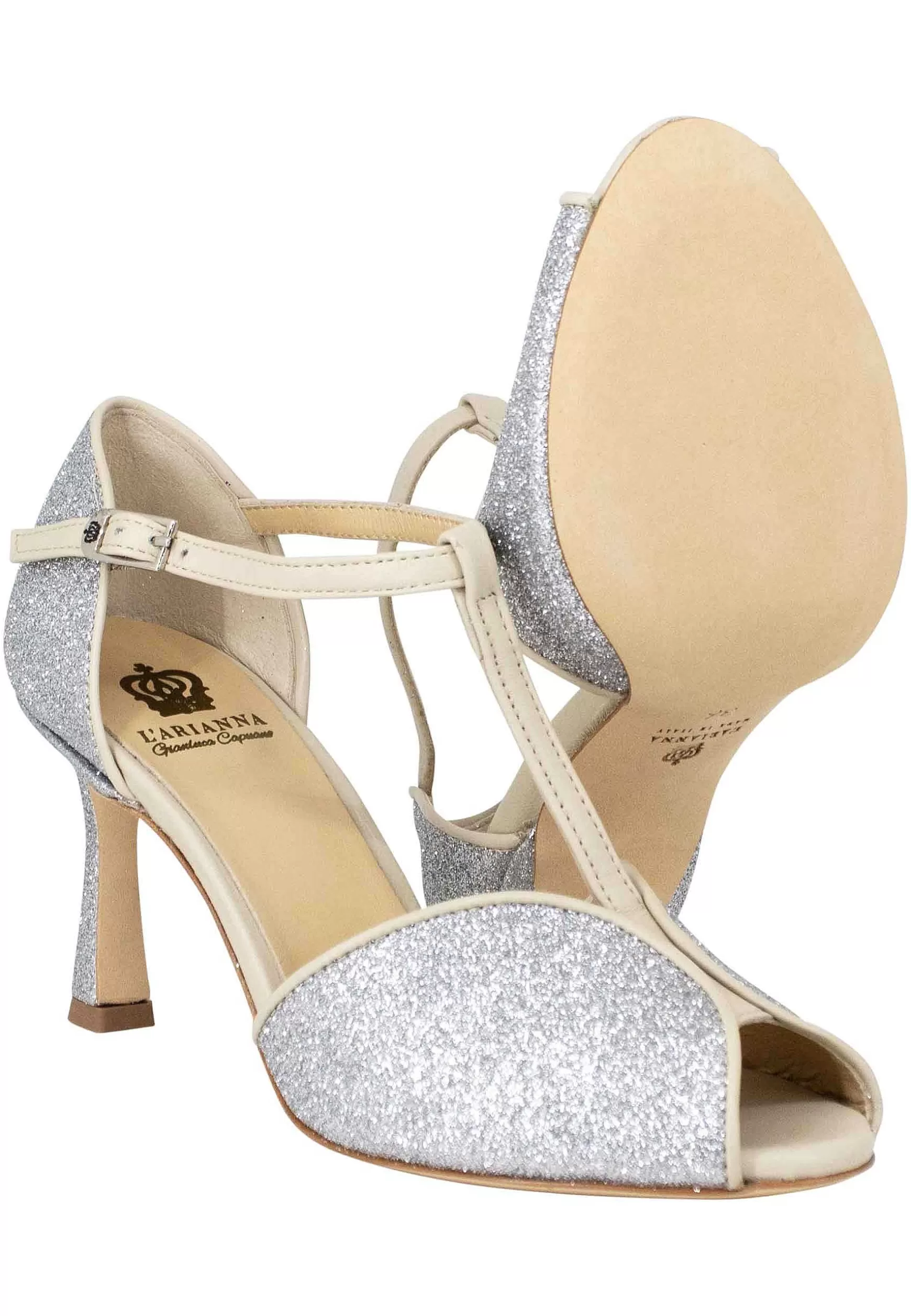 Sandai Donna In Gitter E Pee Argento Con Tacco Ato*L Store