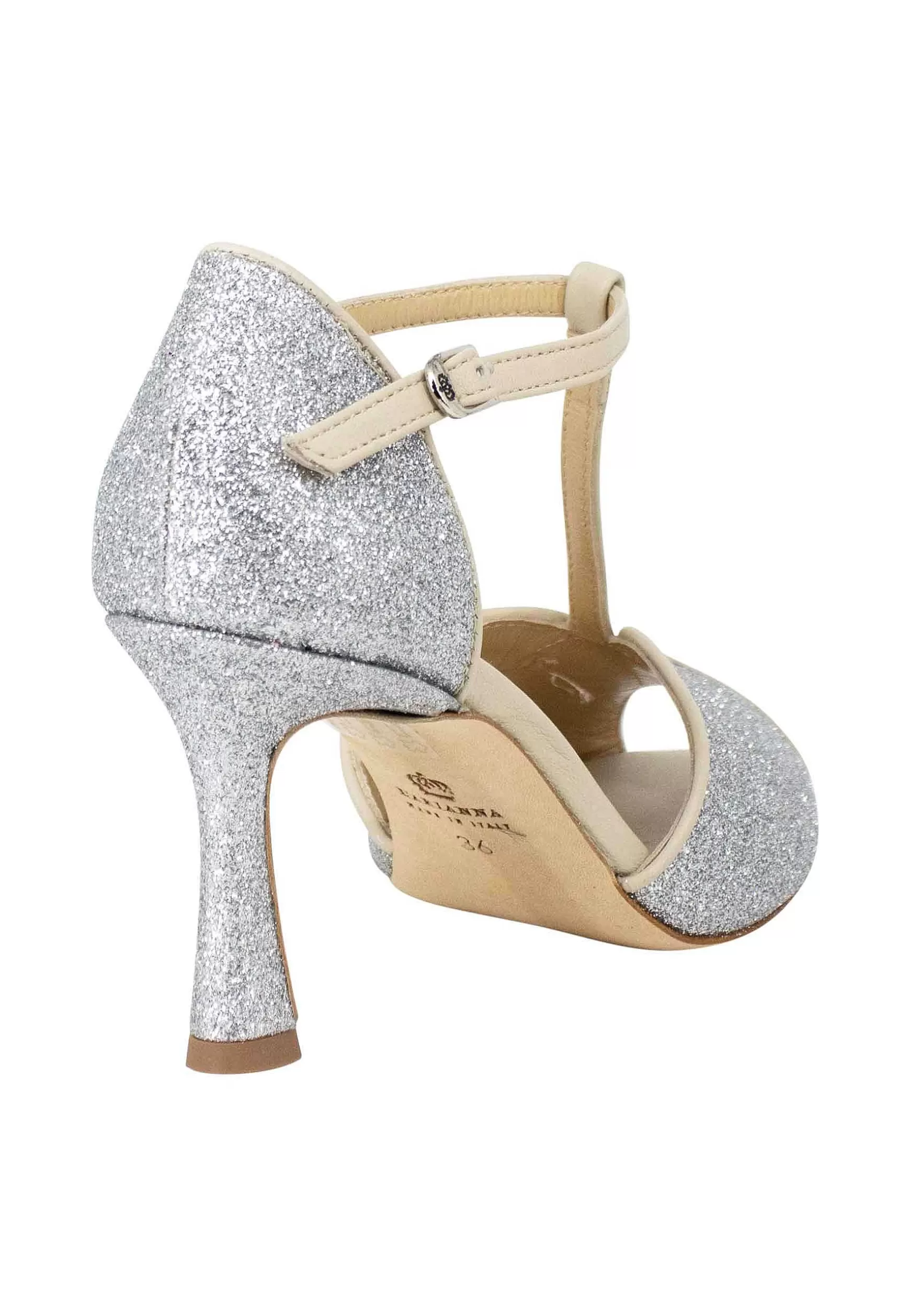 Sandai Donna In Gitter E Pee Argento Con Tacco Ato*L Store