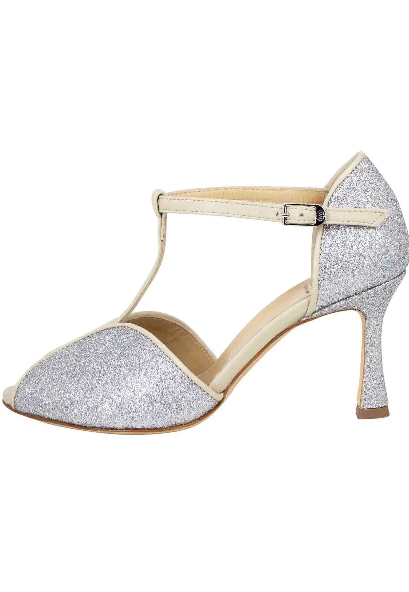 Sandai Donna In Gitter E Pee Argento Con Tacco Ato*L Store