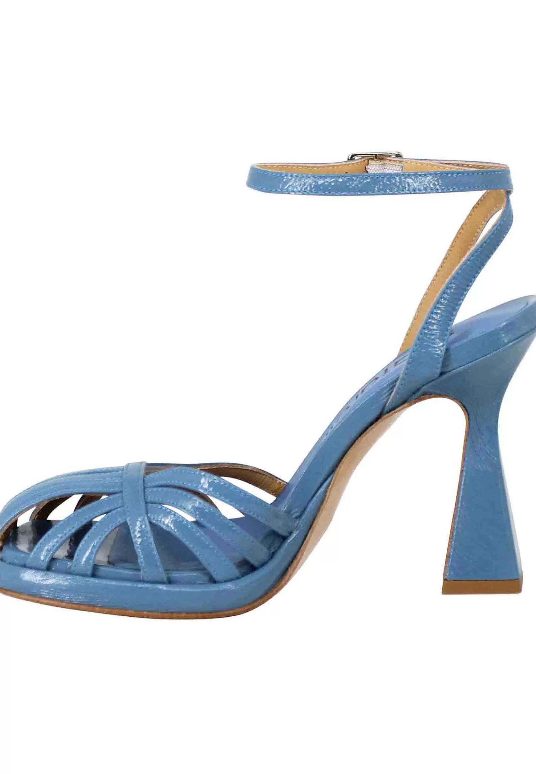 Sandali Donna In Naplack Blu Con Cinturino Alla Caviglia Tacco Alto E Plateau** Discount
