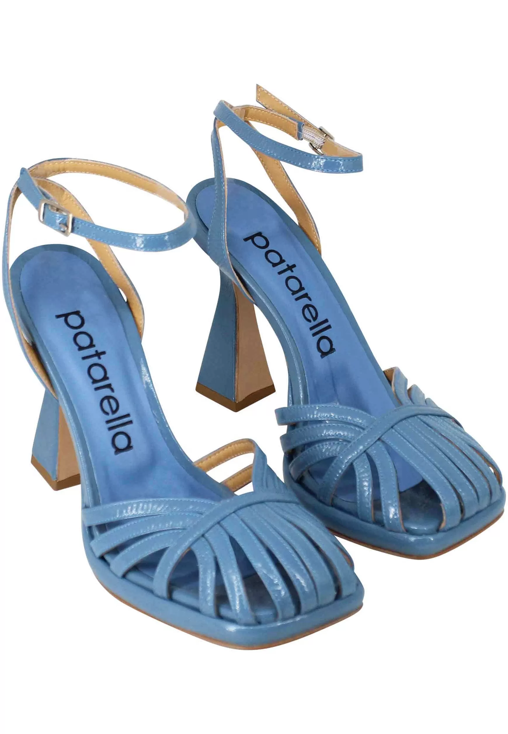 Sandali Donna In Naplack Blu Con Cinturino Alla Caviglia Tacco Alto E Plateau** Discount