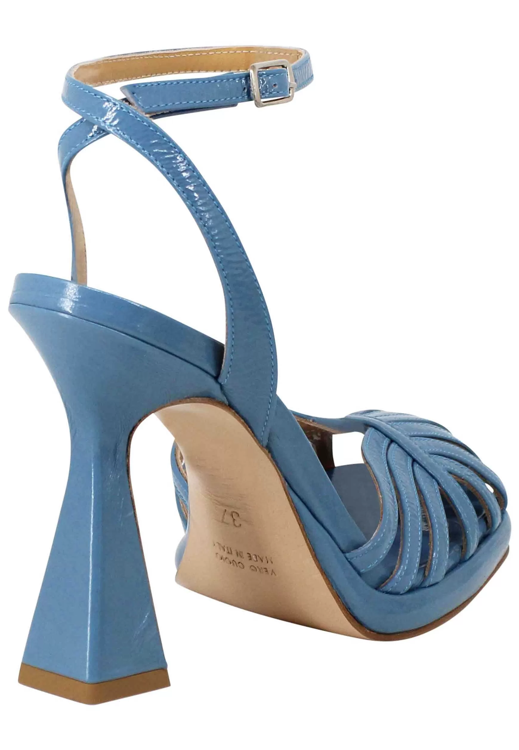 Sandali Donna In Naplack Blu Con Cinturino Alla Caviglia Tacco Alto E Plateau** Discount