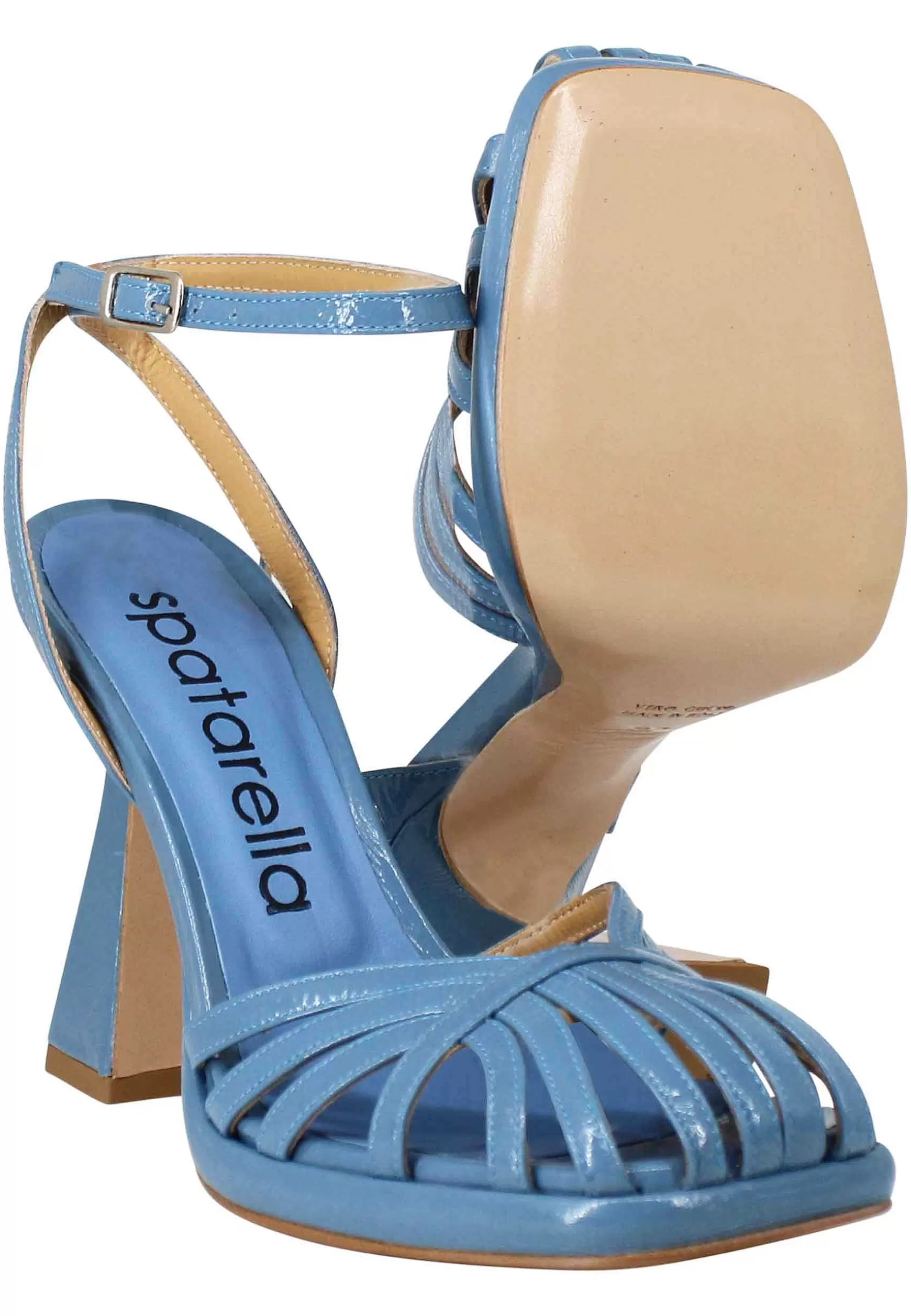Sandali Donna In Naplack Blu Con Cinturino Alla Caviglia Tacco Alto E Plateau** Discount