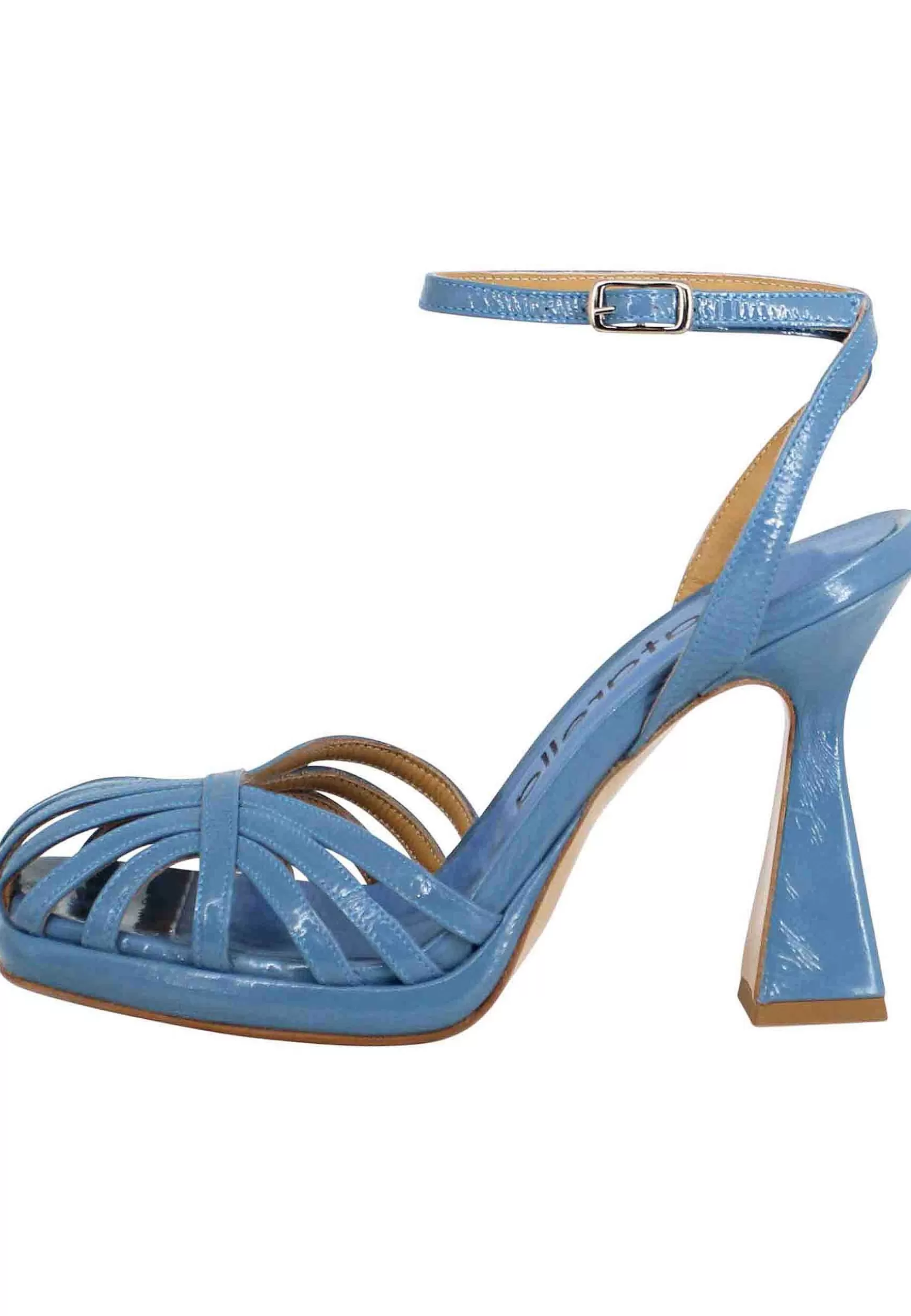 Sandali Donna In Naplack Blu Con Cinturino Alla Caviglia Tacco Alto E Plateau** Discount