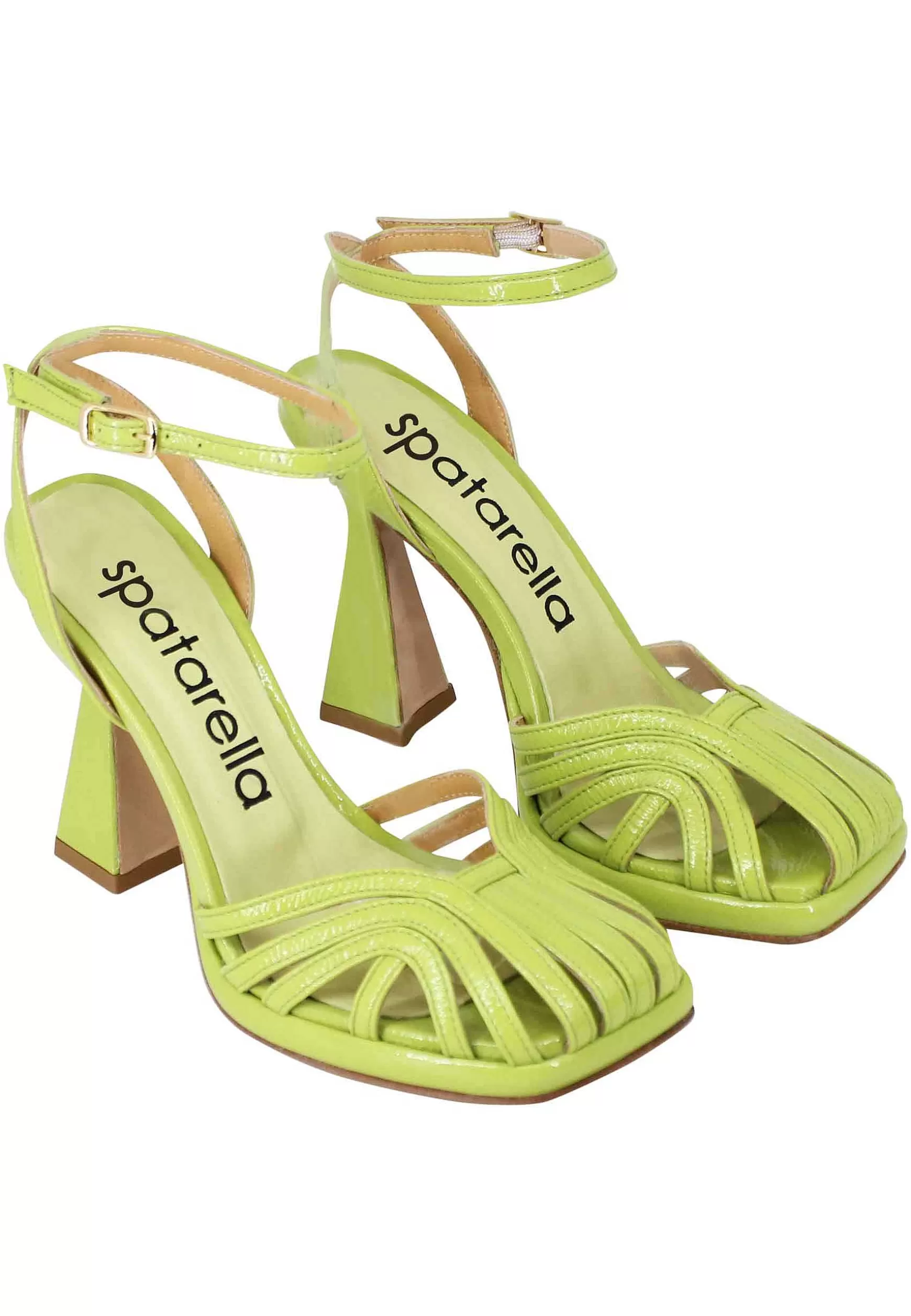 Sandali Donna In Naplack Verde Acido Con Cinturino Alla Caviglia Tacco Alto E Plateau** Store