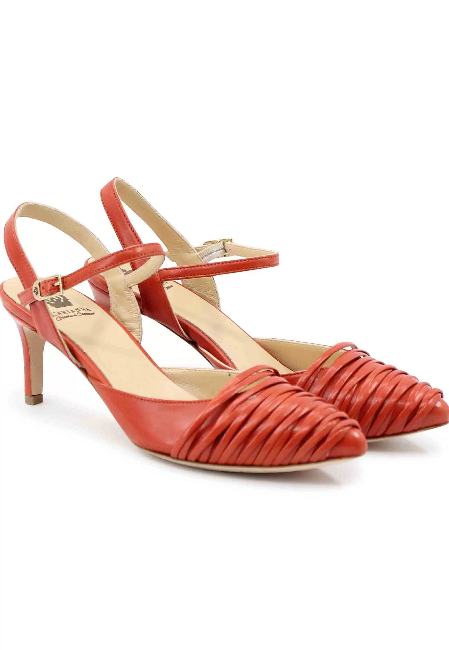 Sandai Donna In Pee Arancio Tacco Ato E Cinturino Aa Cavigia*L Store