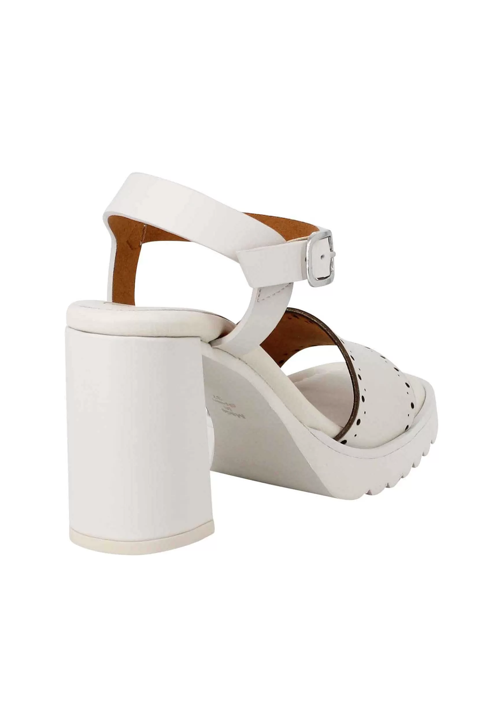 Sandali Donna In Pelle Avorio Con Tacco Alto E Plateau In Gomma Carrarmato*Unisa Cheap