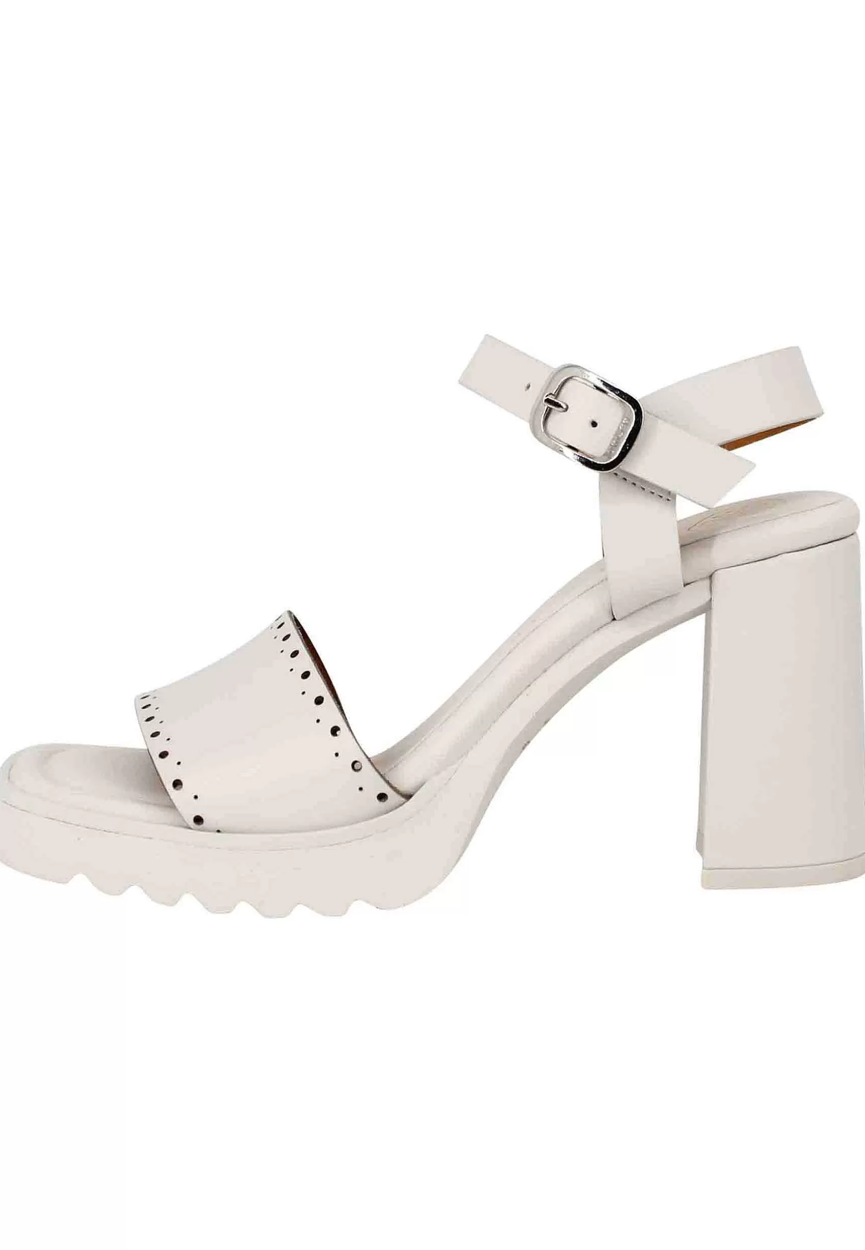 Sandali Donna In Pelle Avorio Con Tacco Alto E Plateau In Gomma Carrarmato*Unisa Cheap