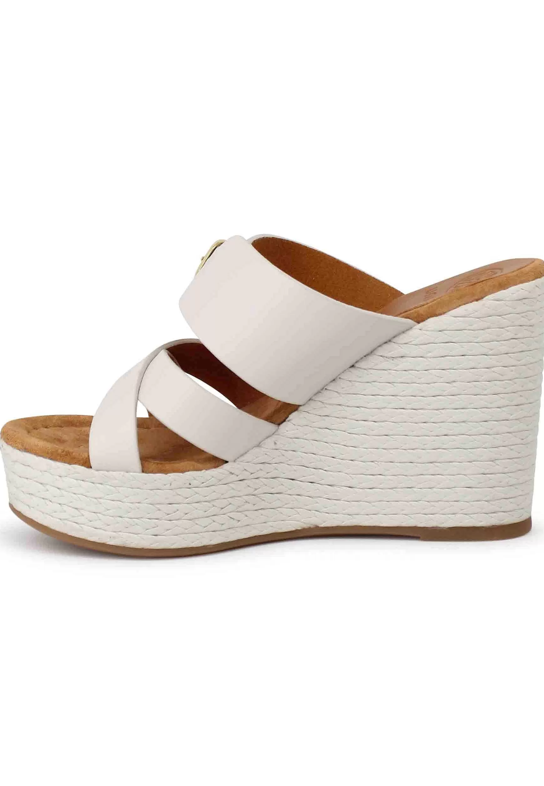 Sandali Donna In Pelle Avorio Con Zeppa Alta In Corda*Unisa Cheap