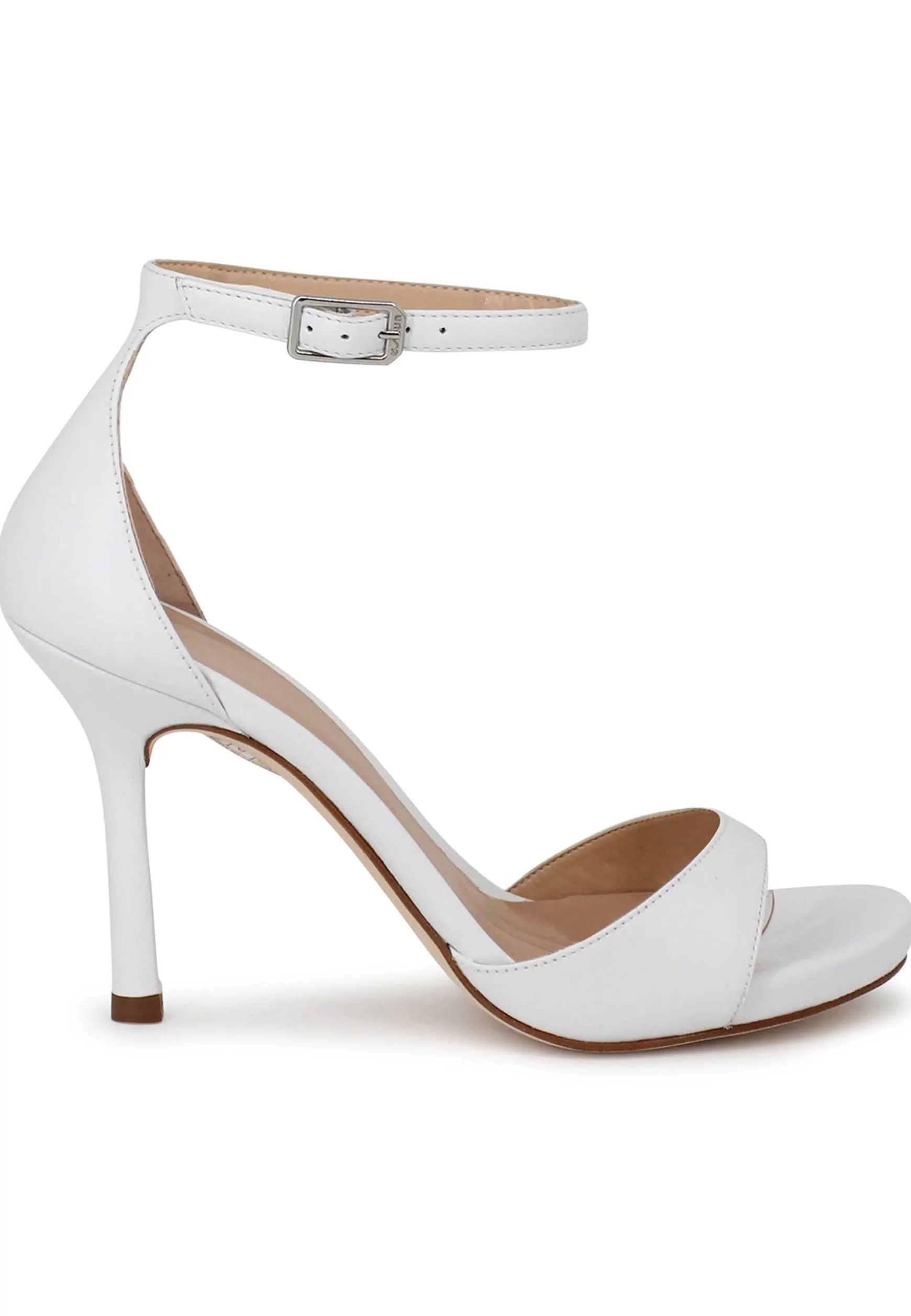 Sandali Donna In Pelle Bianca Con Tacco Alto E Cinturino Alla Caviglia*Unisa Discount
