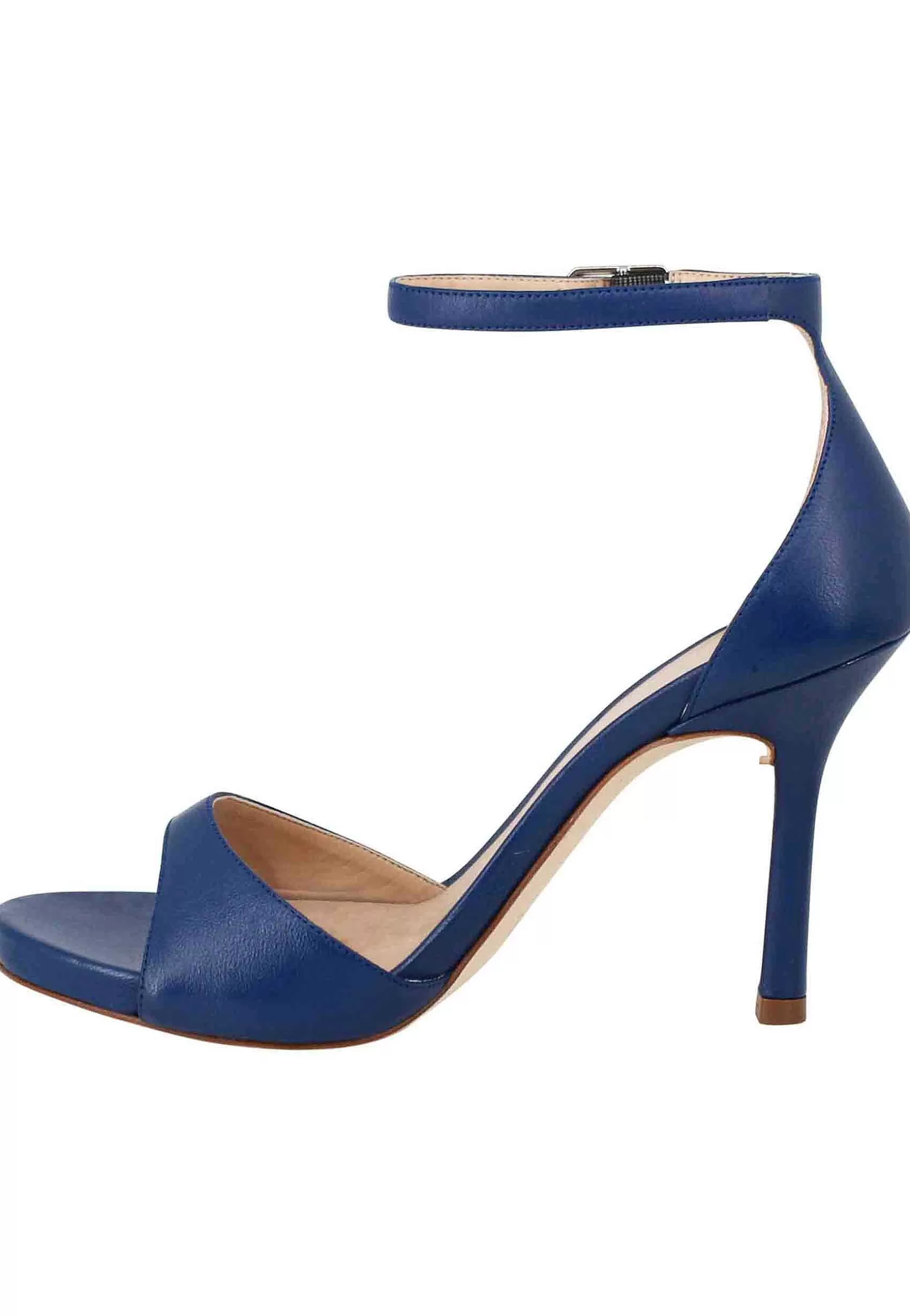 Sandali Donna In Pelle Blu Con Tacco Alto E Cinturino Alla Caviglia*Unisa Best Sale