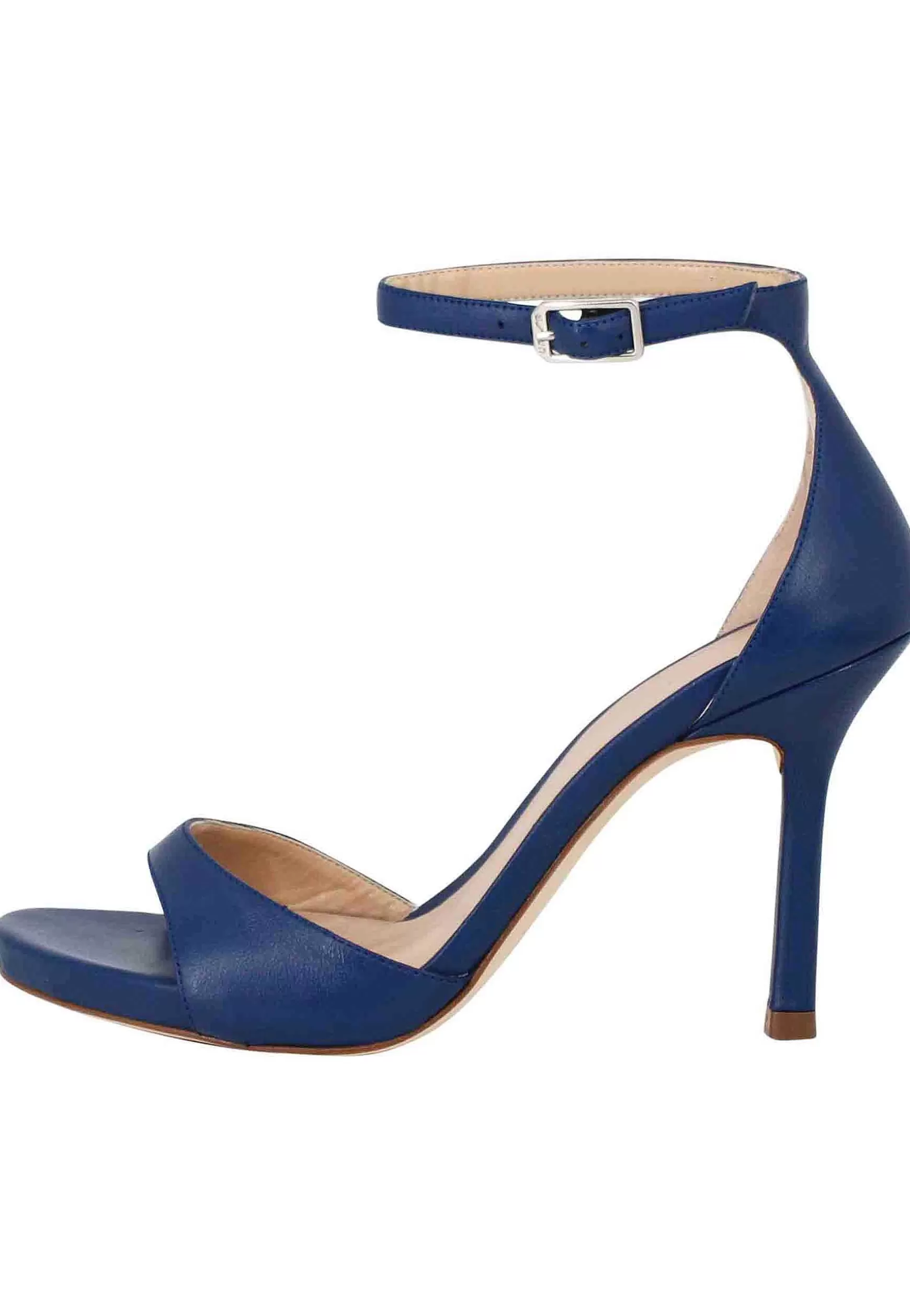 Sandali Donna In Pelle Blu Con Tacco Alto E Cinturino Alla Caviglia*Unisa Best Sale