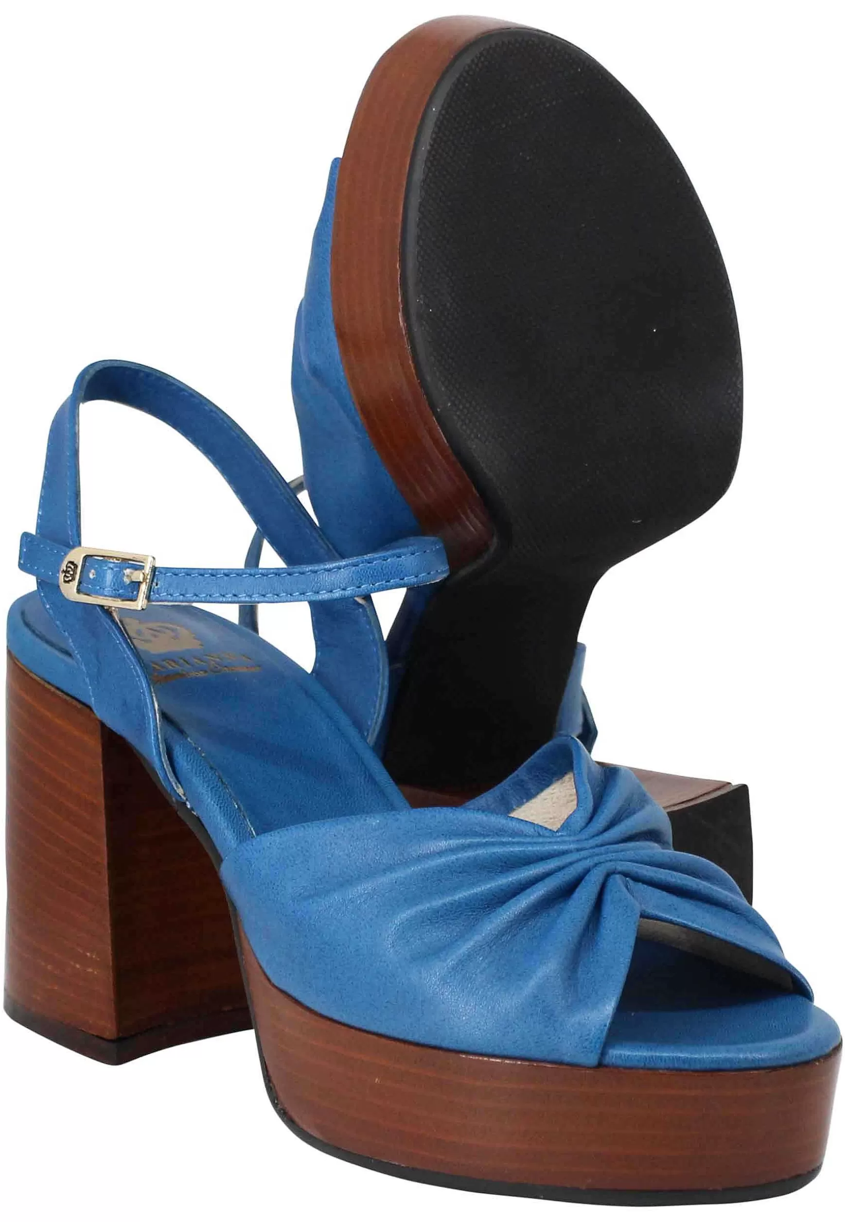 Sandai Donna In Pee Bu Con Tacco E Pateau In Cuoio*L Fashion