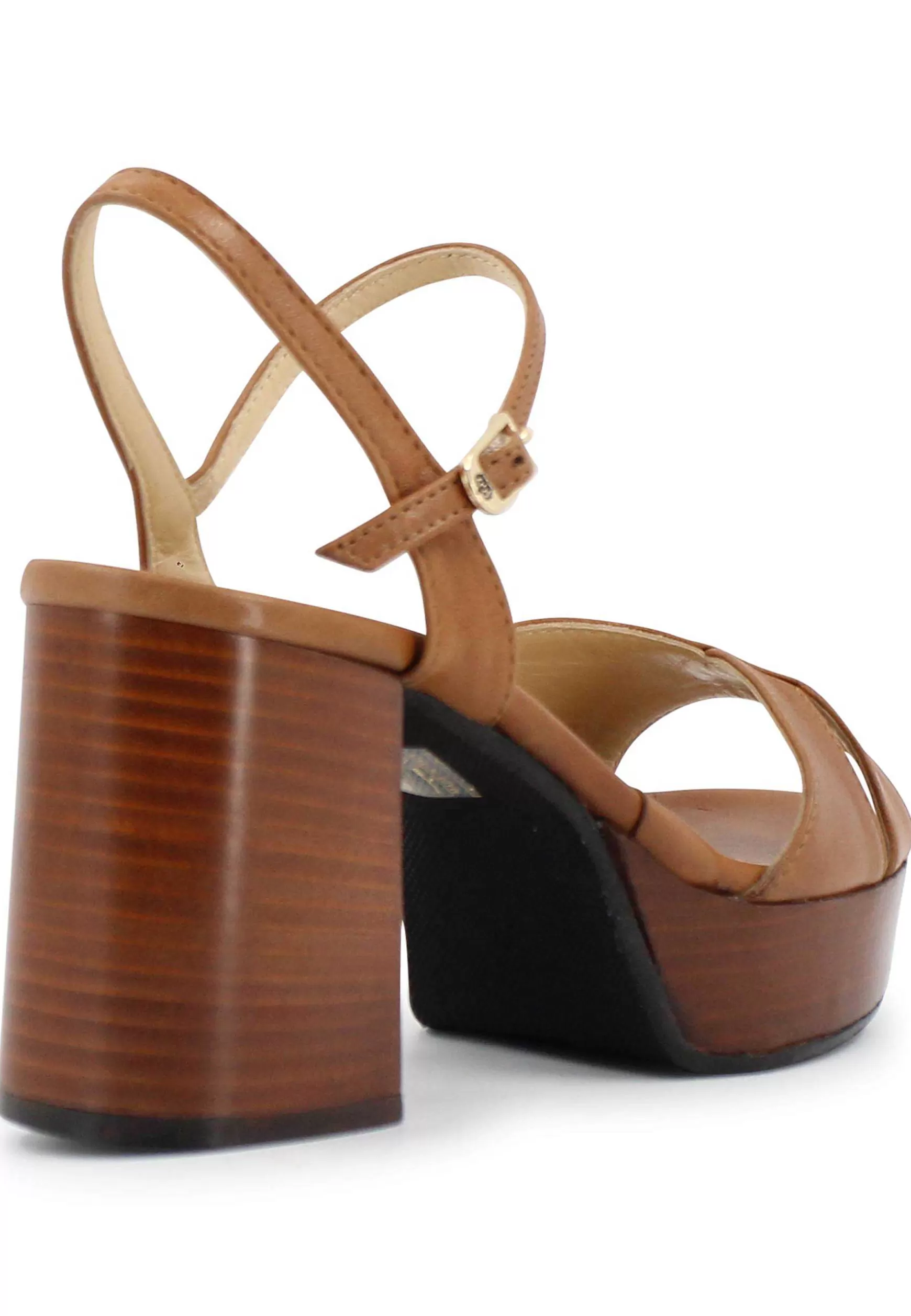 Sandai Donna In Pee Cuoio Con Cinturino E Tacco E Pateau In Cuoio*L Flash Sale