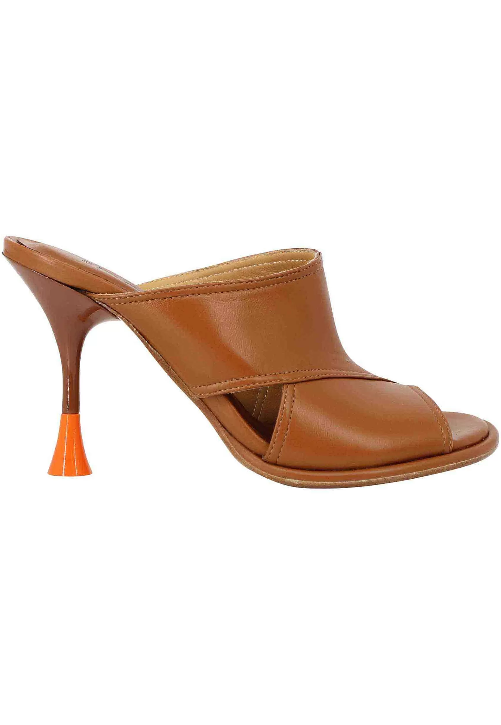 Sandali Donna In Pelle Cuoio Con Tacco Alto E Punta Tonda** Shop