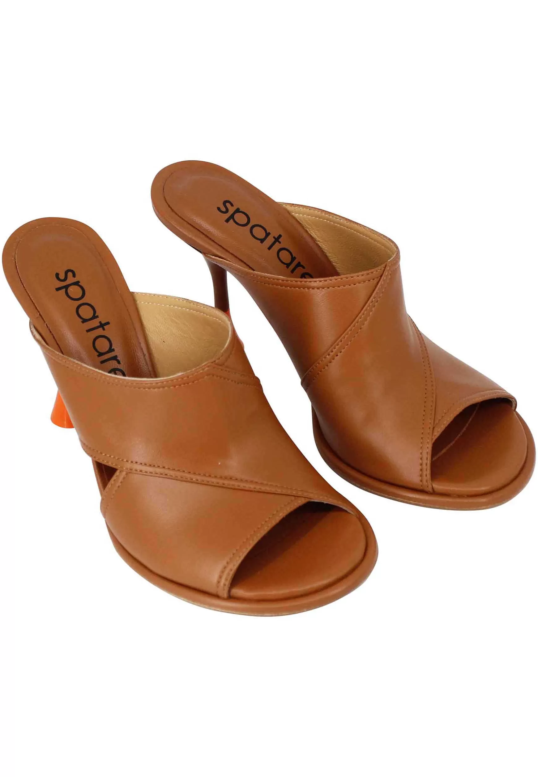 Sandali Donna In Pelle Cuoio Con Tacco Alto E Punta Tonda** Shop