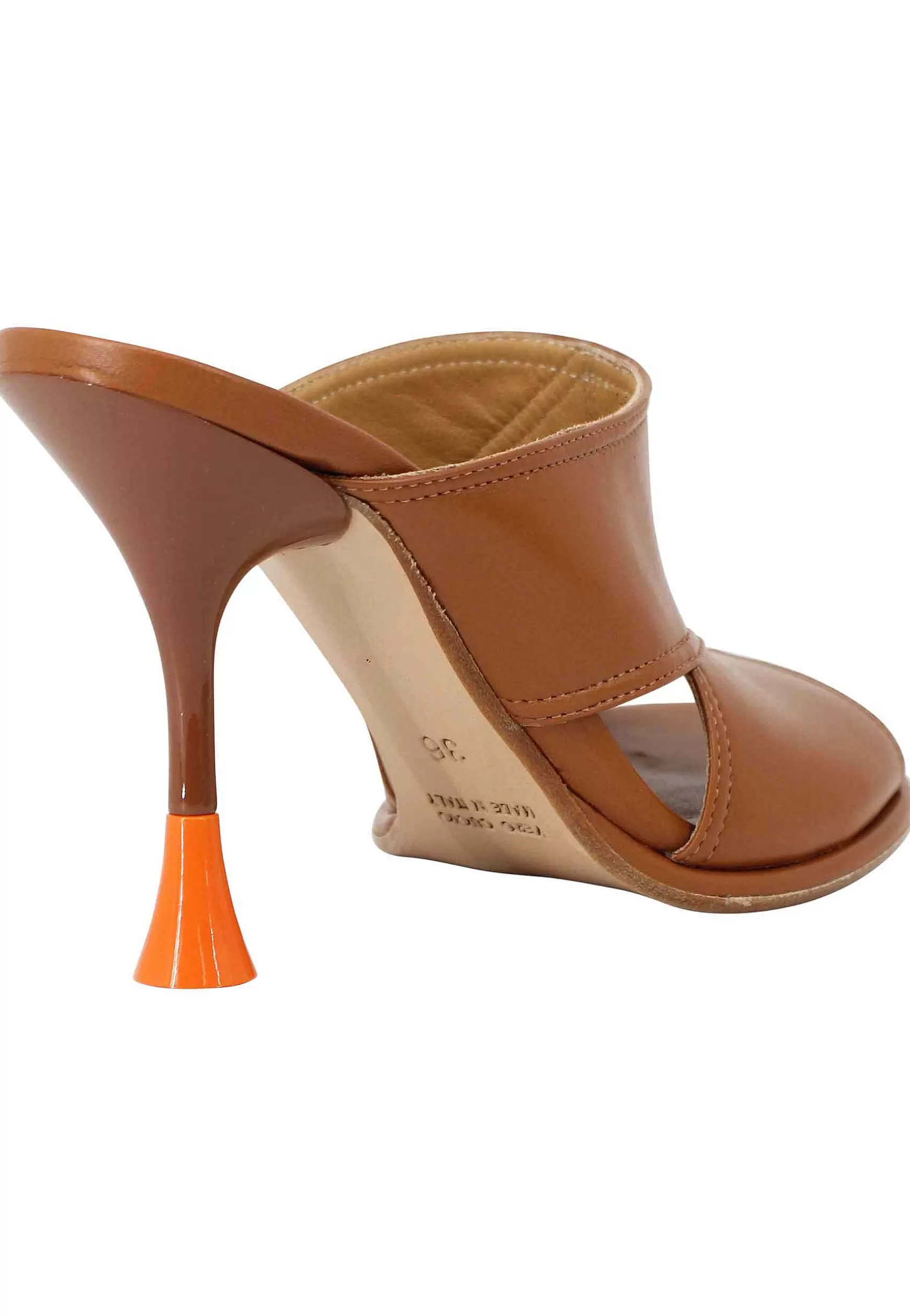 Sandali Donna In Pelle Cuoio Con Tacco Alto E Punta Tonda** Shop
