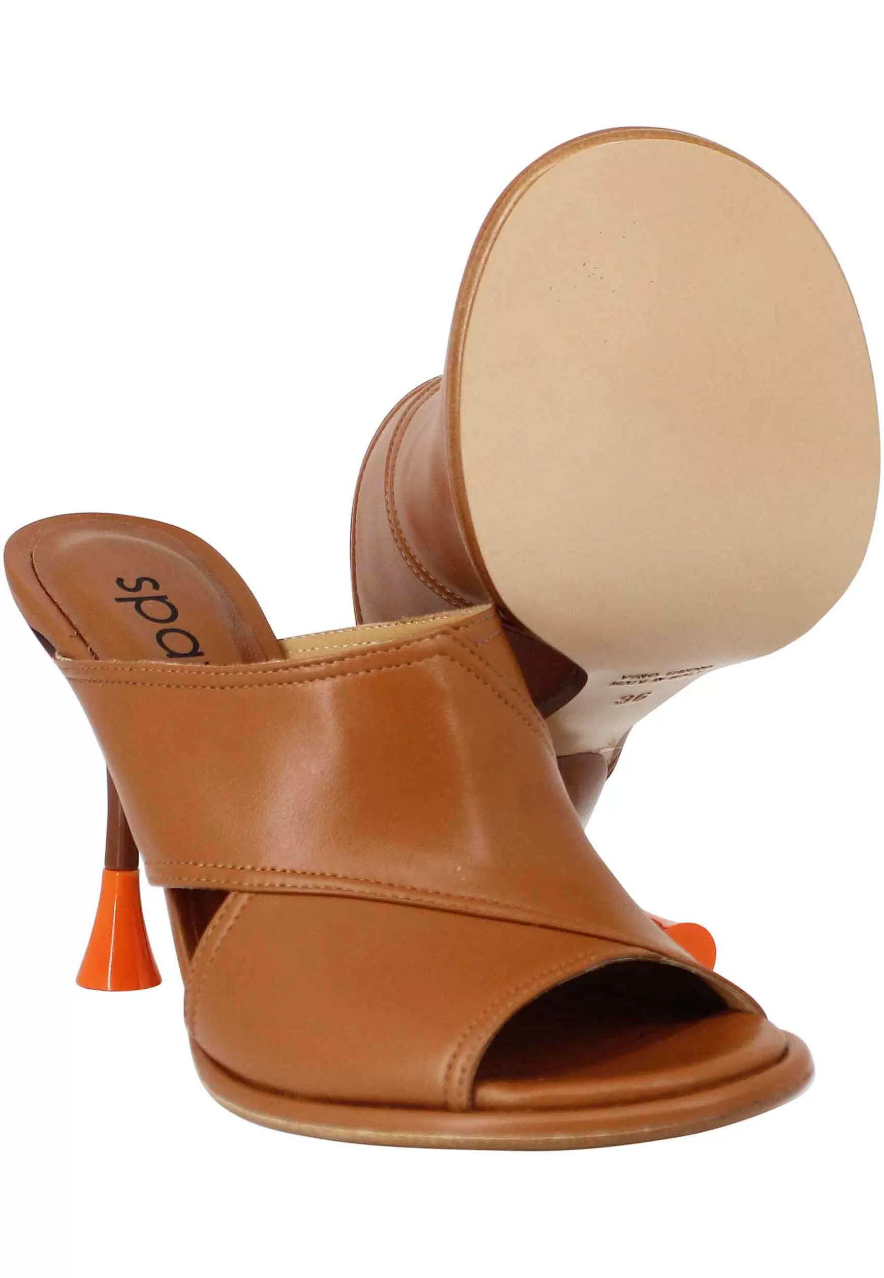 Sandali Donna In Pelle Cuoio Con Tacco Alto E Punta Tonda** Shop