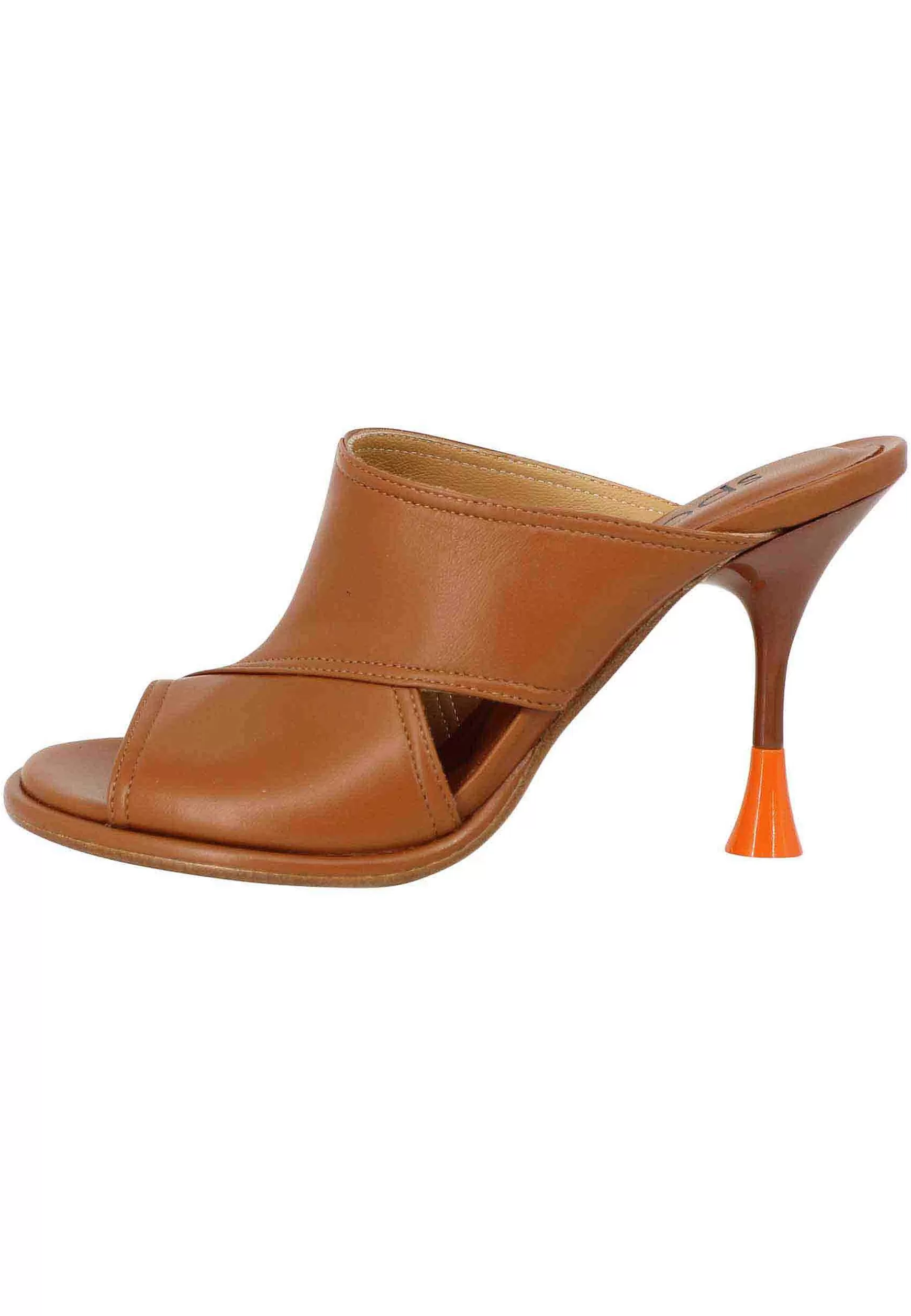 Sandali Donna In Pelle Cuoio Con Tacco Alto E Punta Tonda** Shop