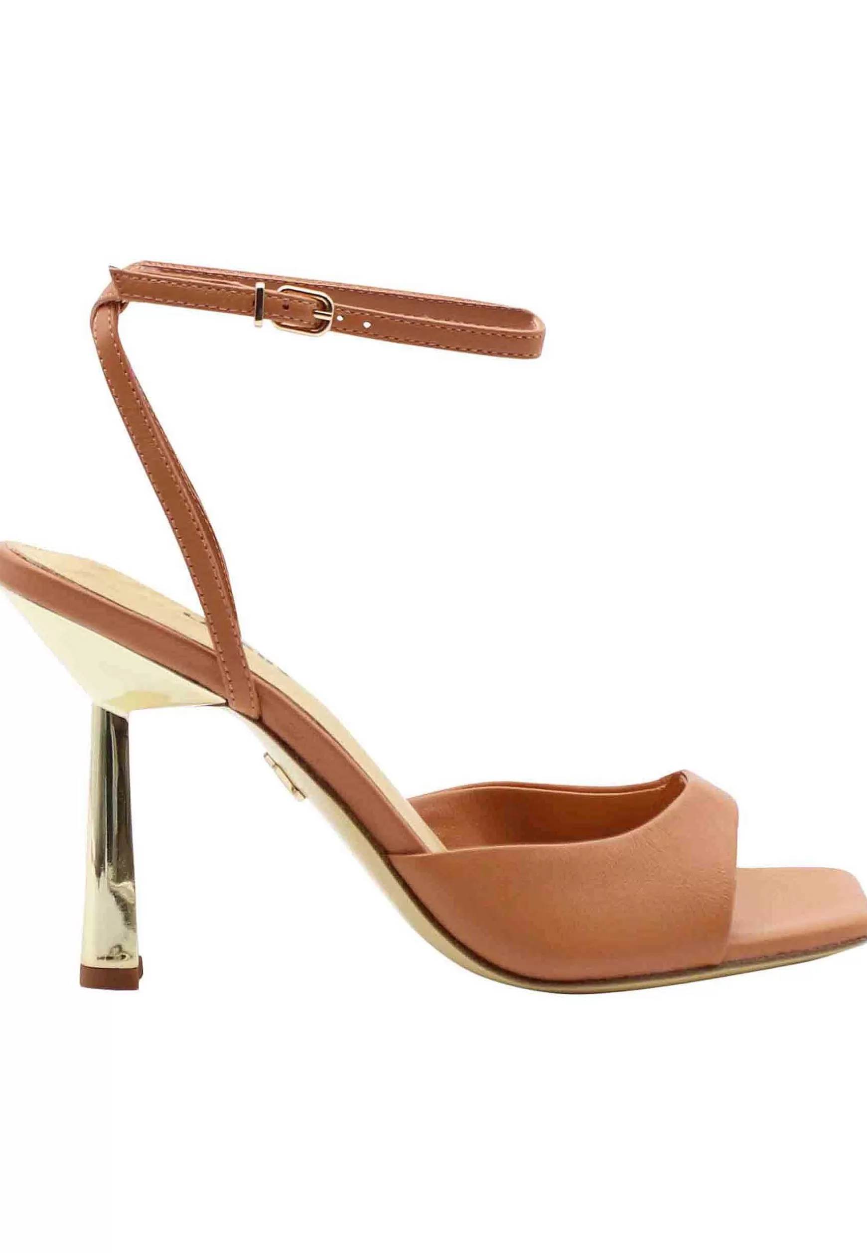 Sandali Donna In Pelle Cuoio Con Tacco Alto Oro*Lola Cruz Discount