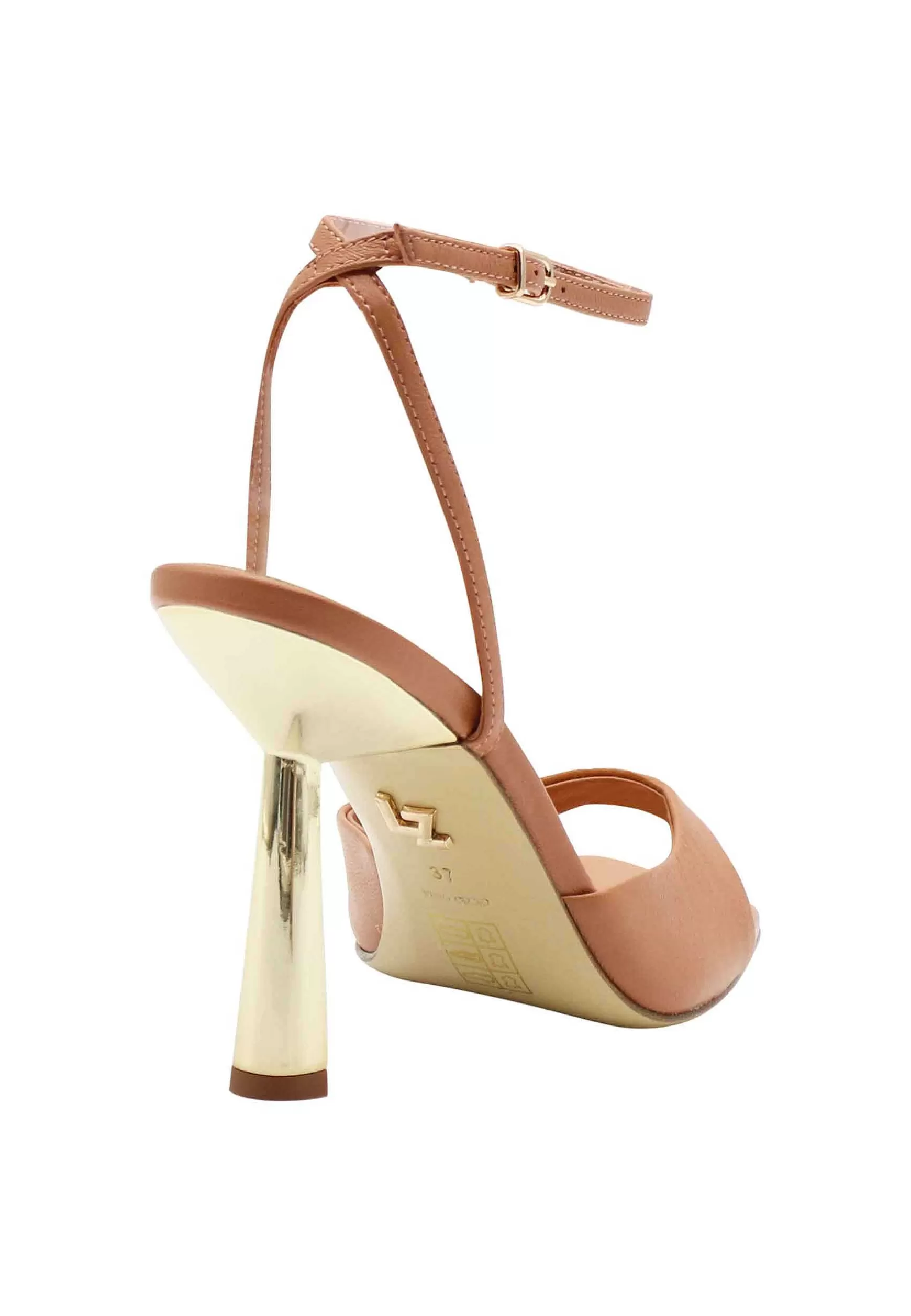 Sandali Donna In Pelle Cuoio Con Tacco Alto Oro*Lola Cruz Discount