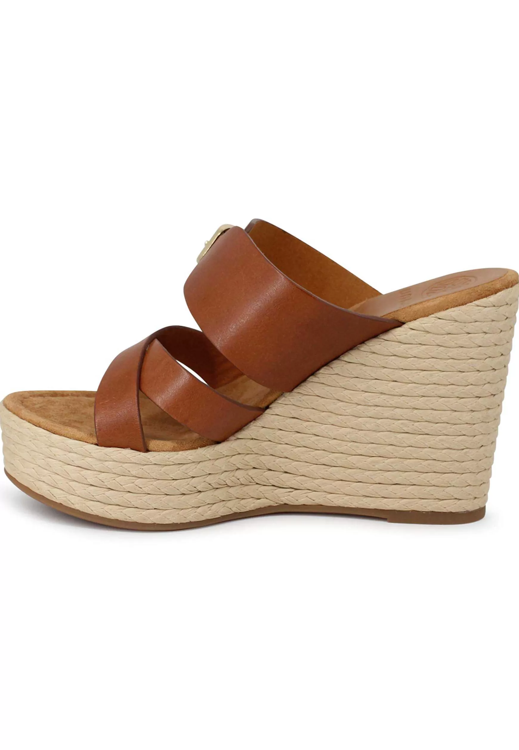 Sandali Donna In Pelle Cuoio Con Zeppa Alta In Corda*Unisa Discount