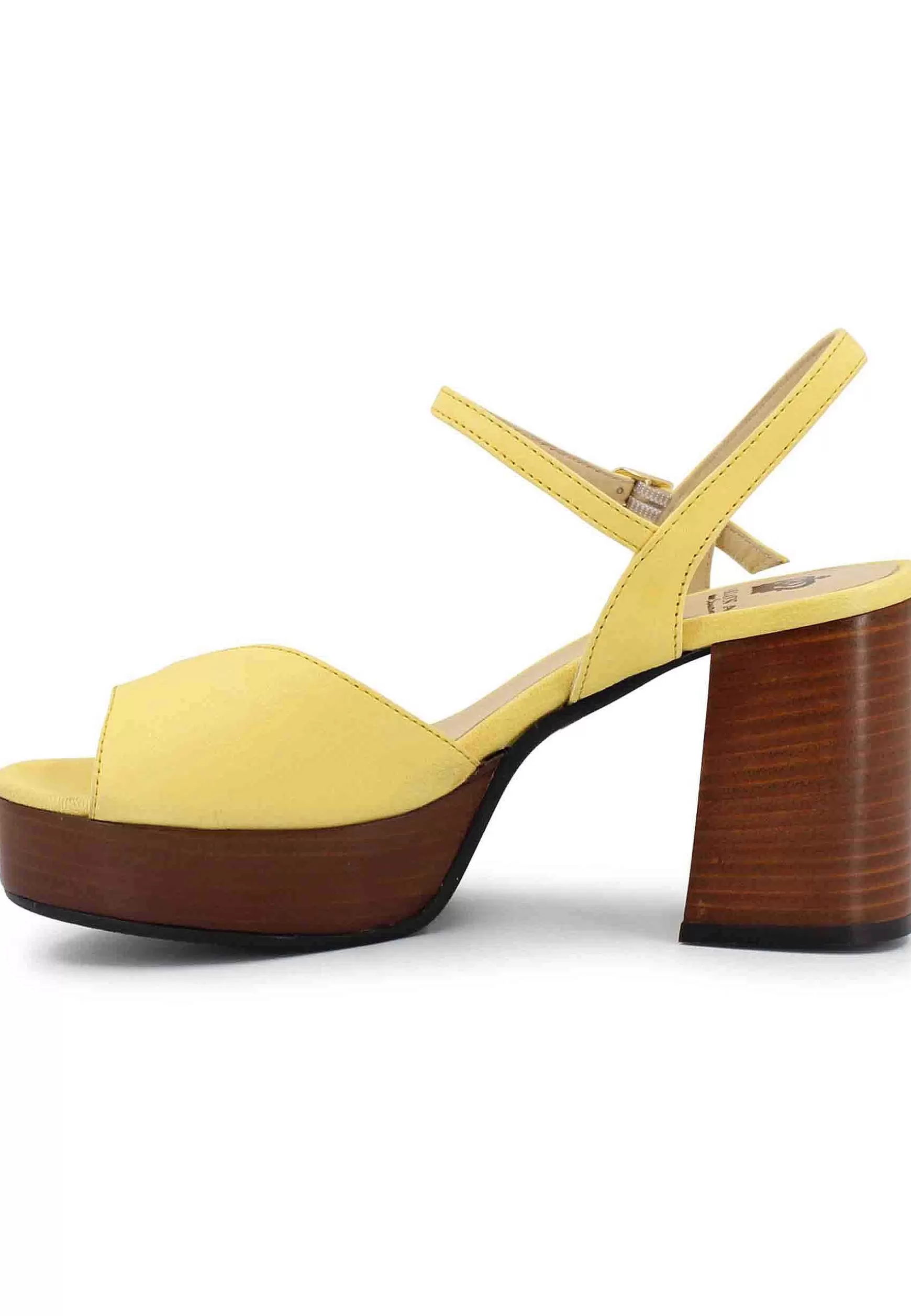 Sandai Donna In Pee Giaa Con Cinturino E Tacco E Pateau In Cuoio*L Fashion