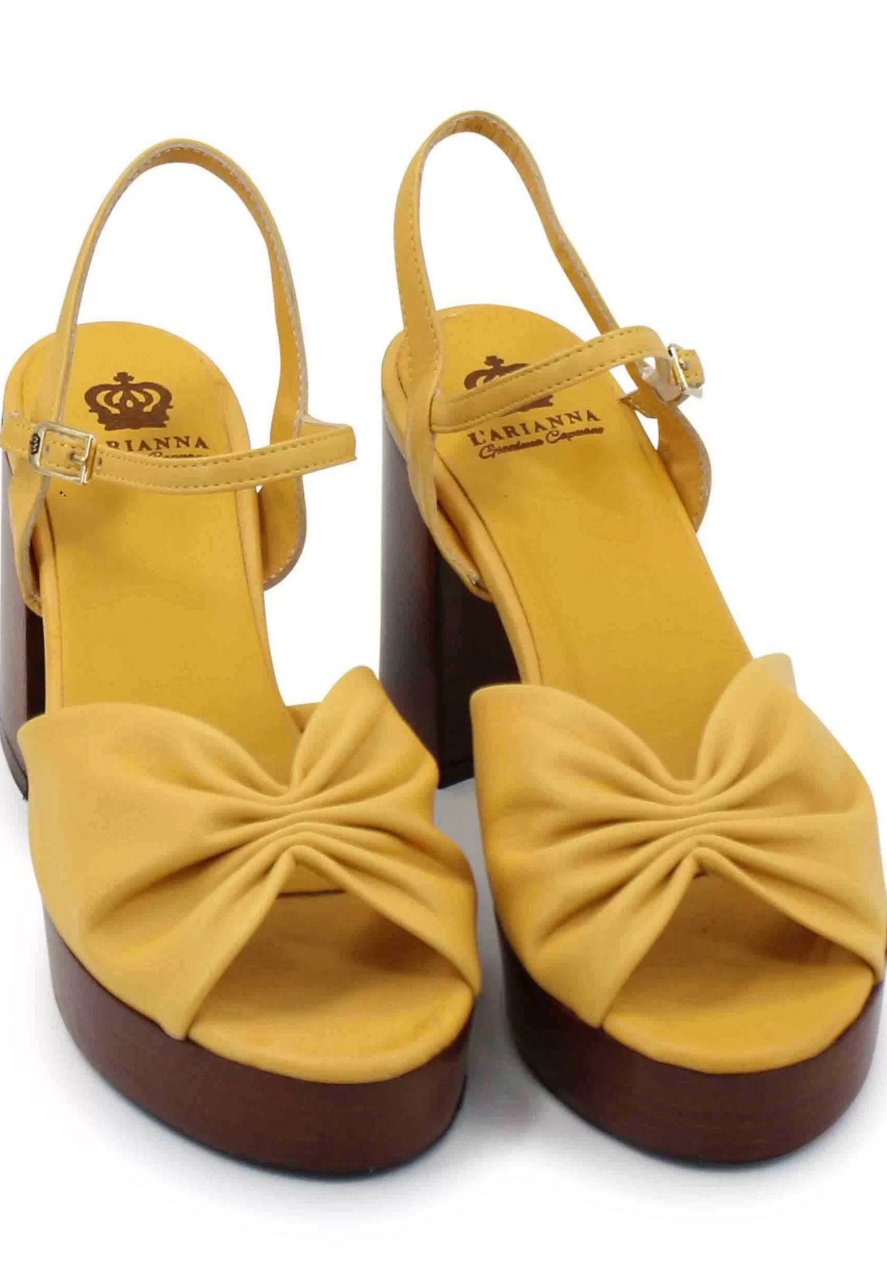 Sandai Donna In Pee Giaa Con Tacco E Pateau In Cuoio*L Clearance