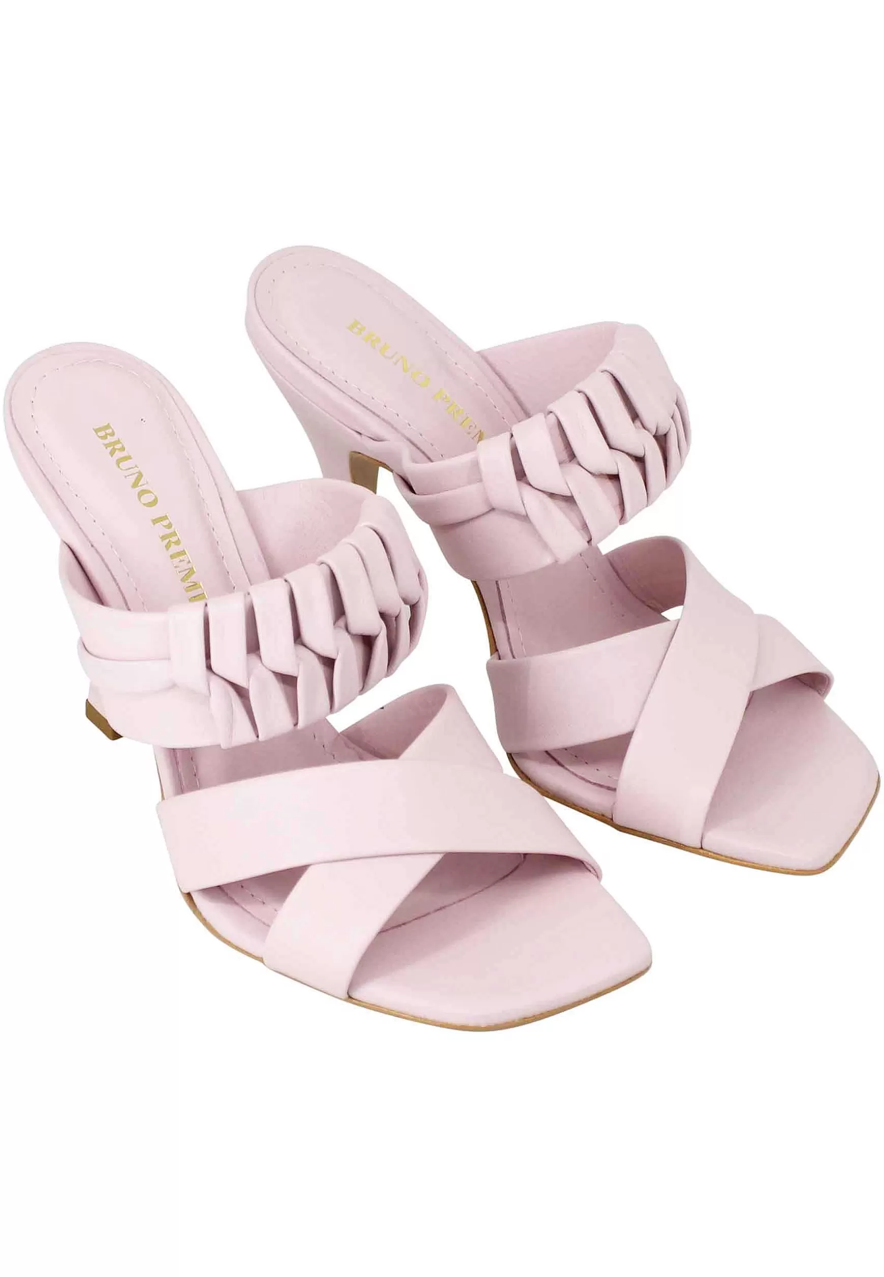 Sandali Donna In Pelle Glicine Con Tacco Alto E Punta Quadra*Bruno Premi Outlet
