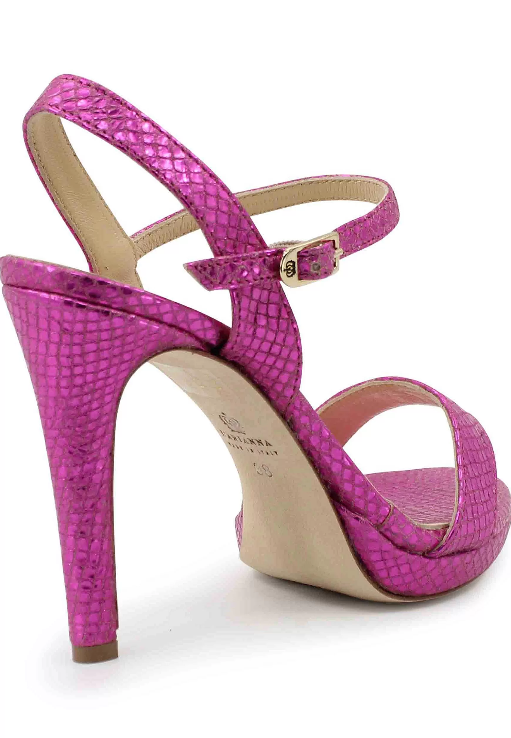 Sandai Donna In Pee aminata Fuxia Effetto Serpente Con Tacco Ato E Cinturino Aa Cavigia*L Outlet