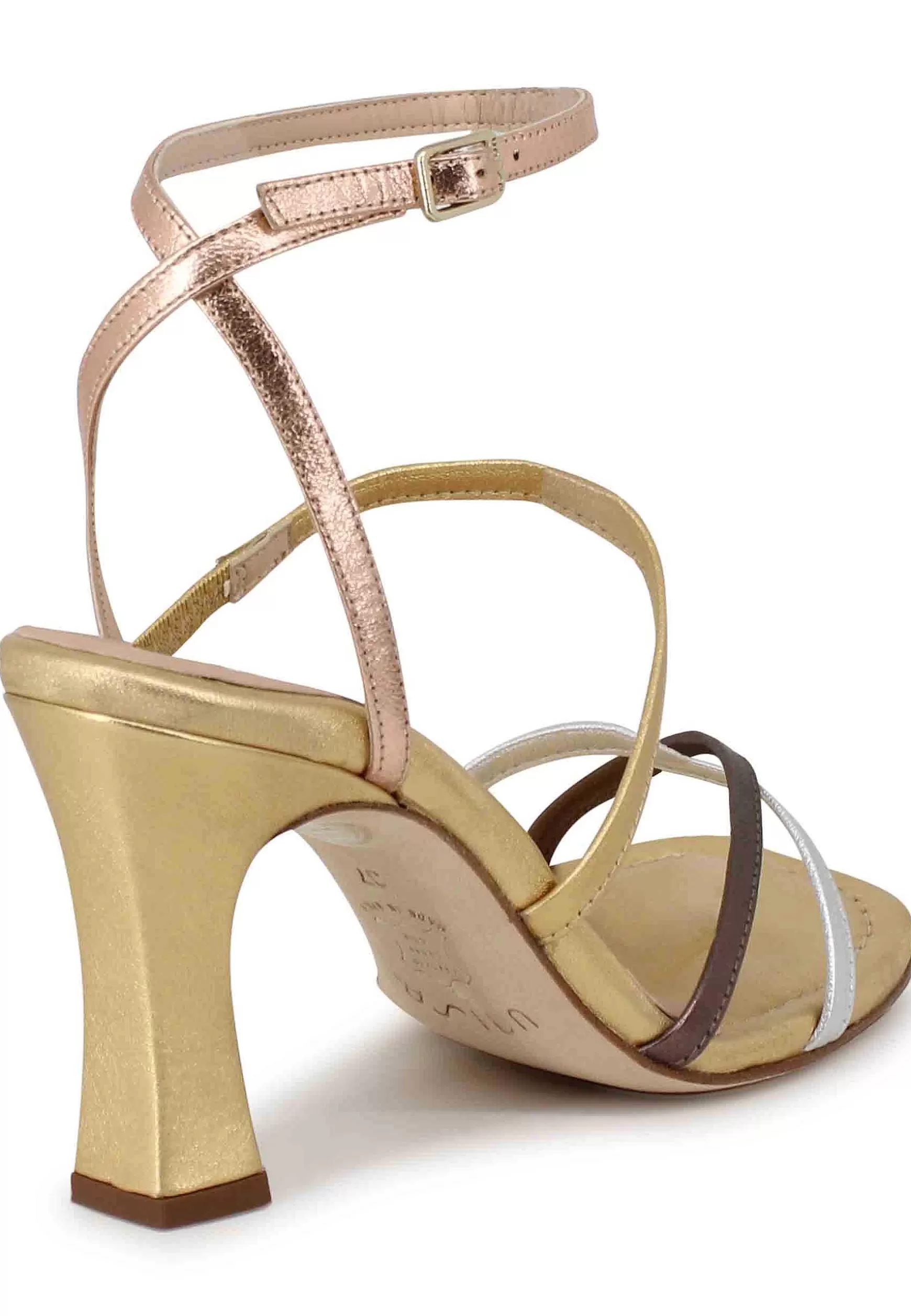 Sandali Donna In Pelle Laminata Oro Con Tacco Alto*Unisa Flash Sale