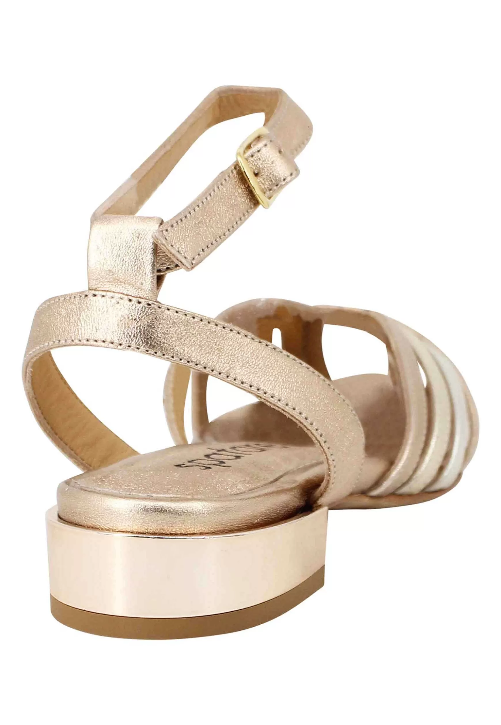 Sandali Donna In Pelle Laminata Platino Con Cinturino Alla Caviglia Punta Chiusa E Tacco Basso** Shop