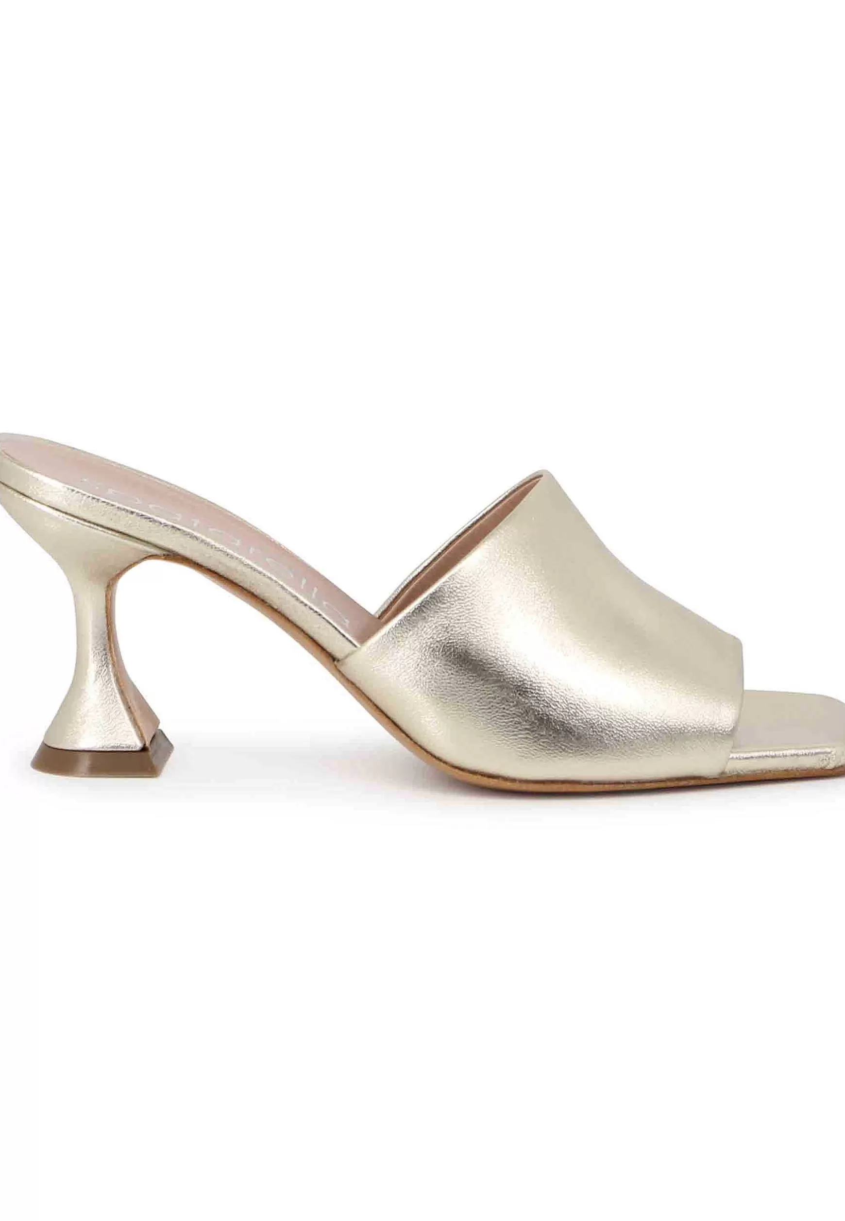 Sandali Donna In Pelle Laminata Platino Con Tacco Alto E Punta Quadra** Cheap