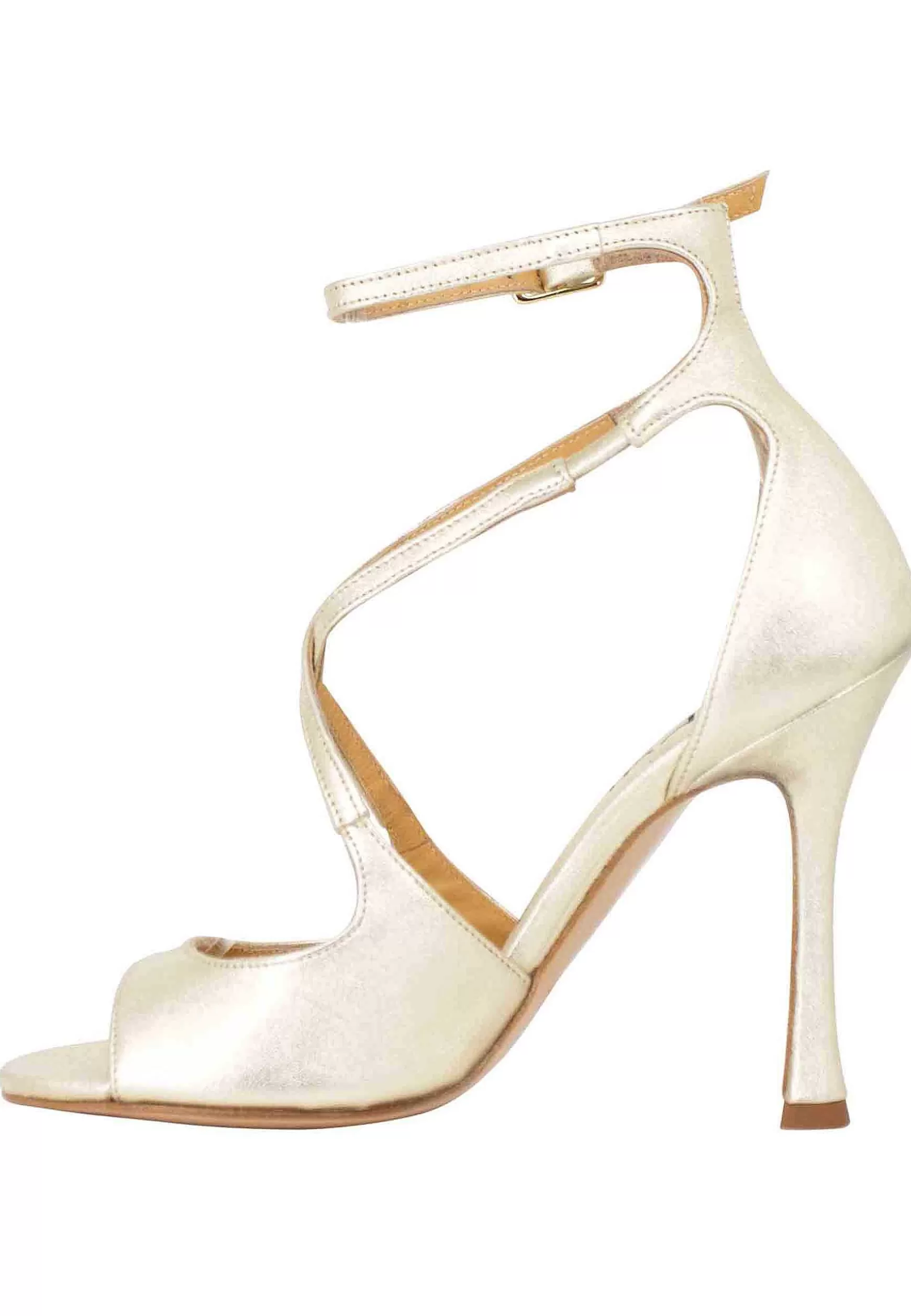 Sandali Donna In Pelle Laminata Platino Tacco Alto E Cinturino Alla Caviglia** Best Sale